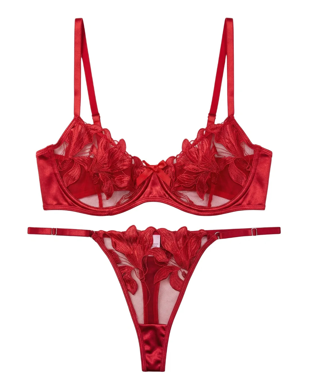 Non Padded Bra Set - Petal Luxe - Red