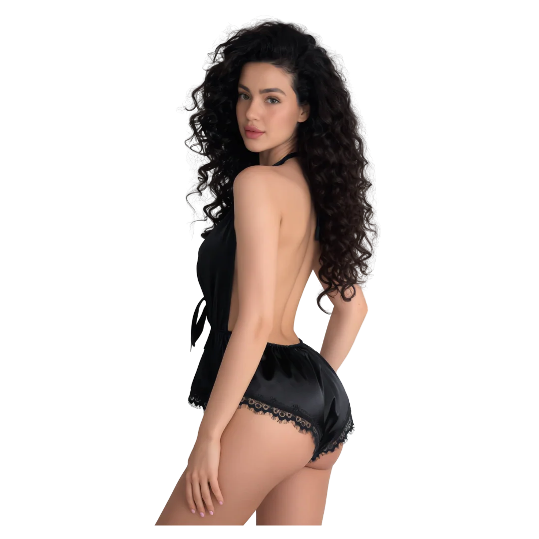 Deep V-Neck Sexy Silk Bodysuit
