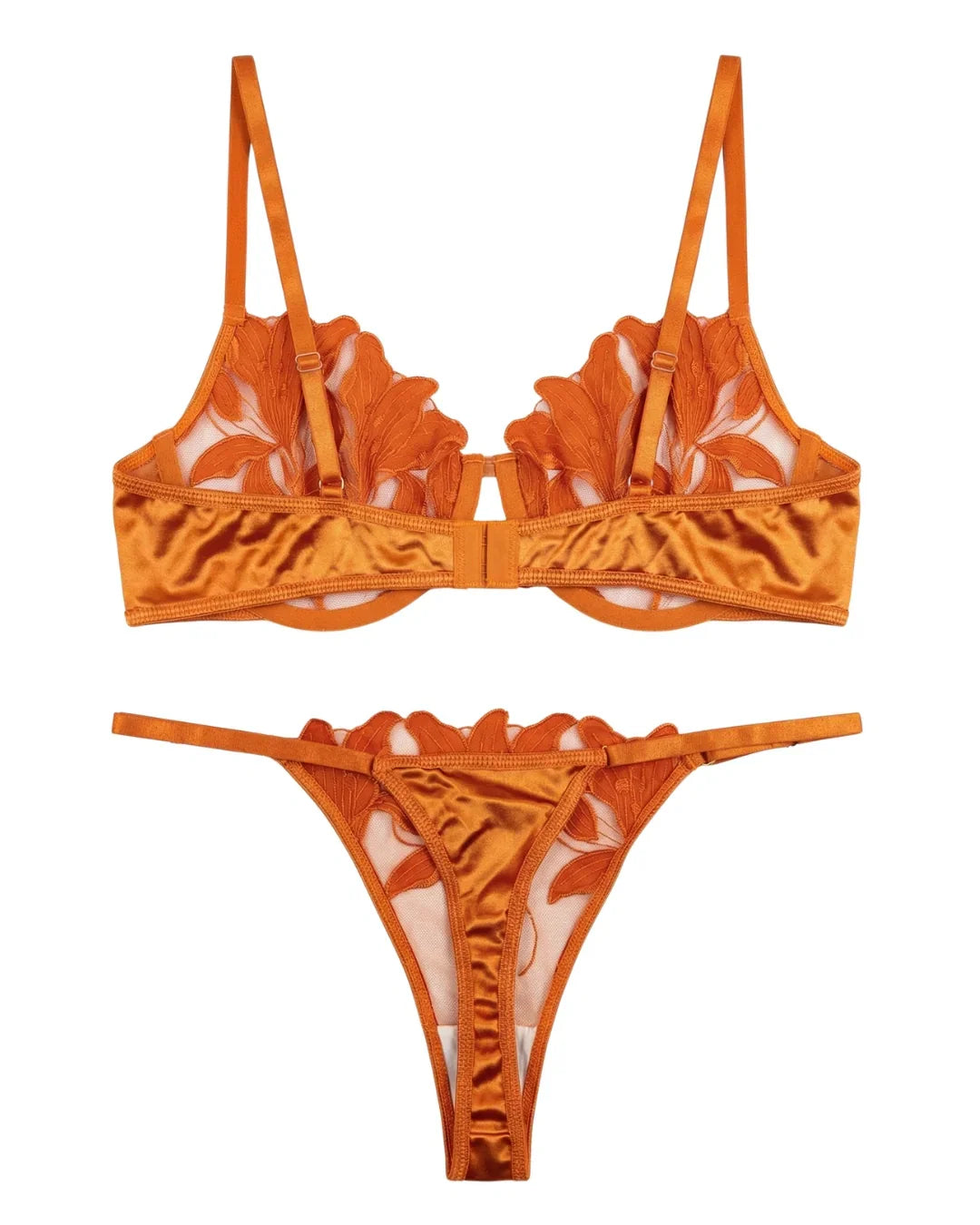 Non Padded Bra Set - Roselle Bloom - Rust