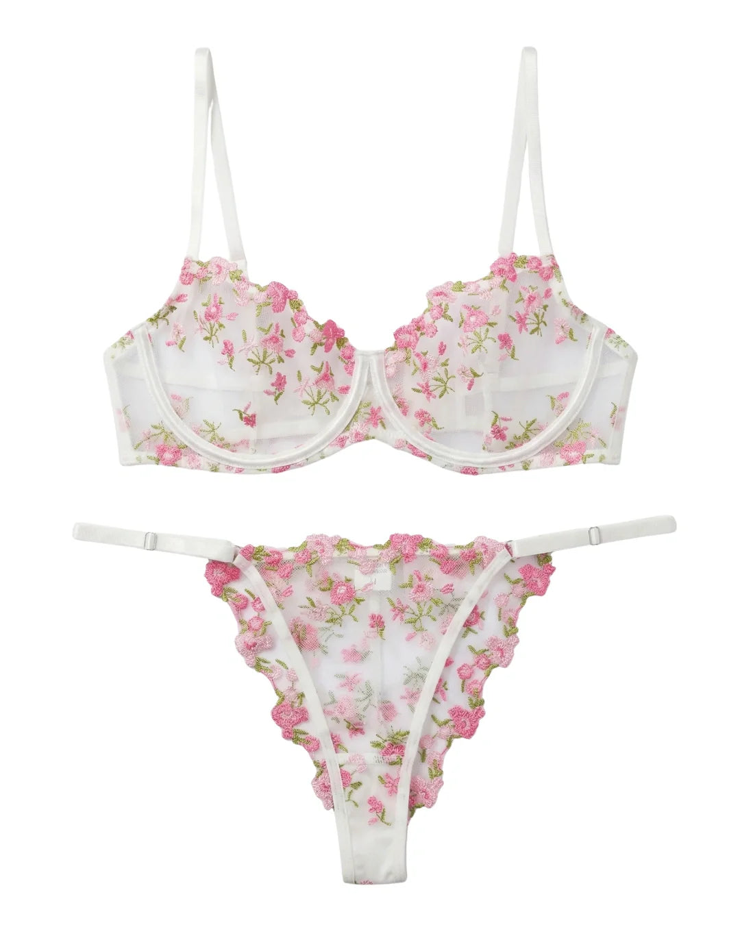 Non Padded Bra Set - Noir Rose - Pink
