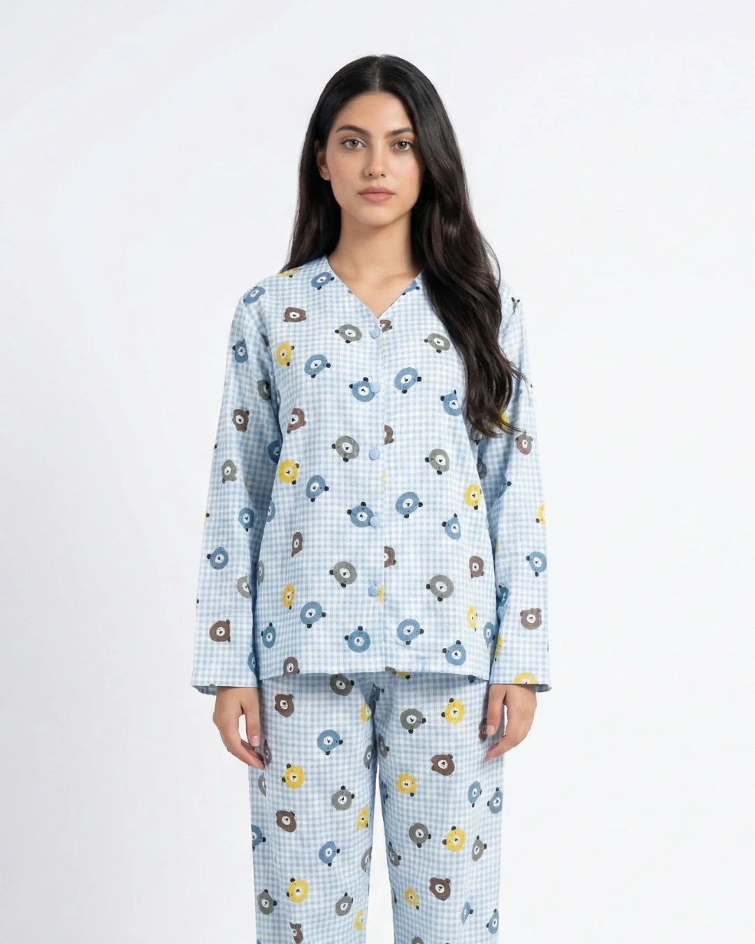 Summer Crinkled Pajama Suit - Blue Bear