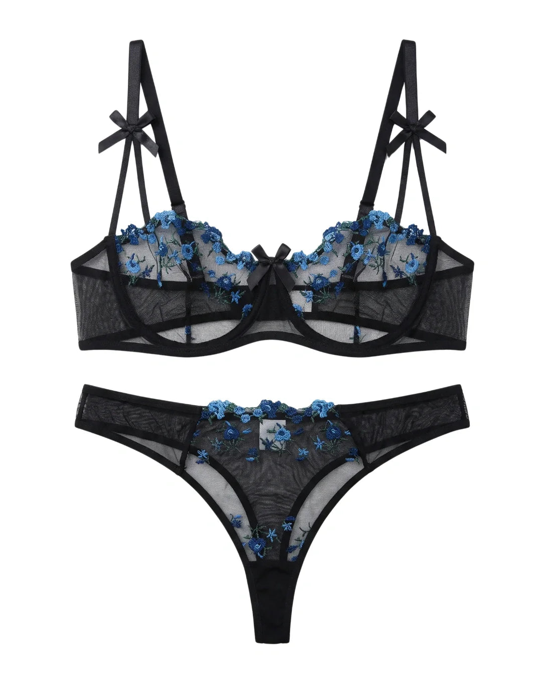 Non Padded Bra Set - Blush Veil - Blue