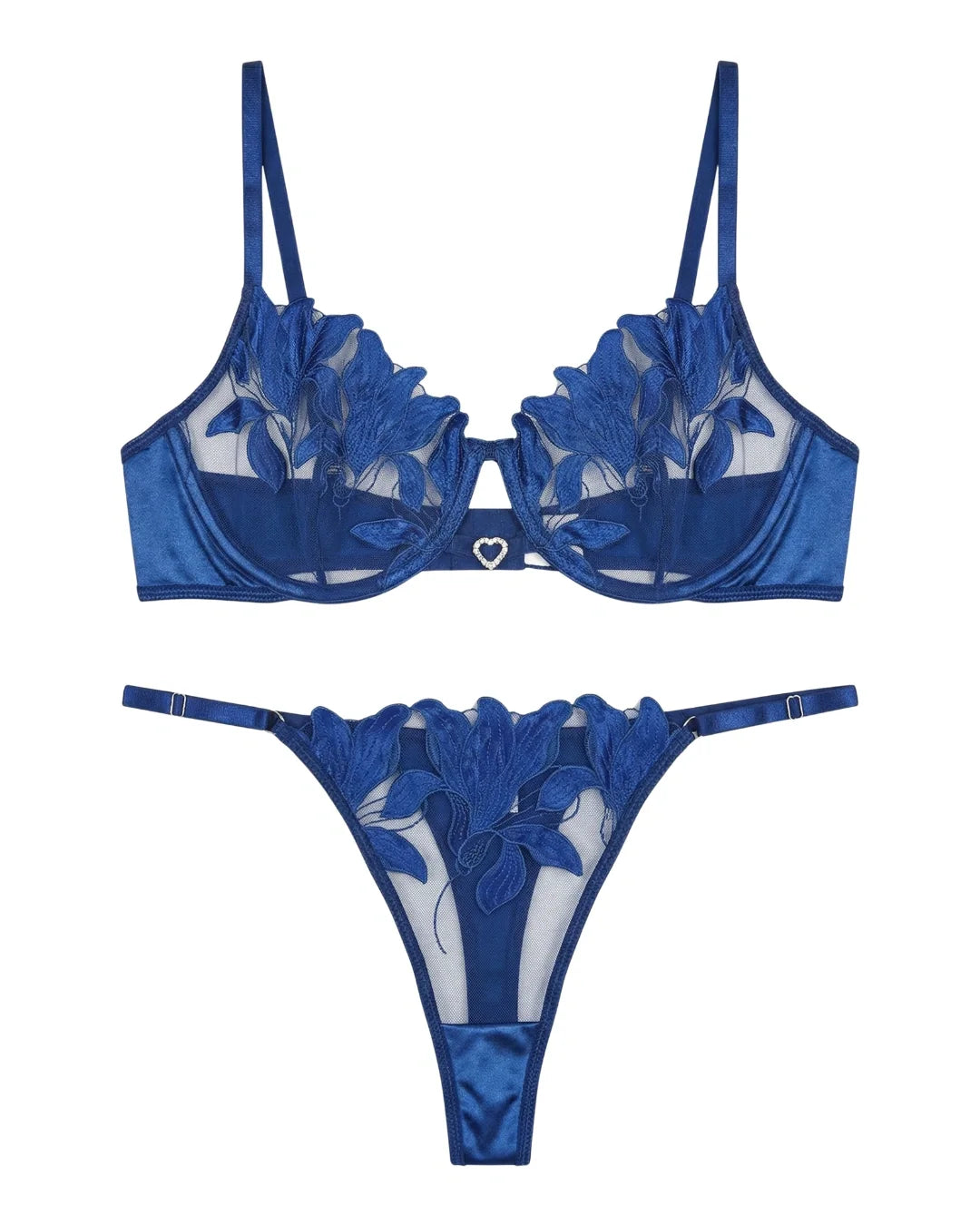 Non Padded Bra Set - Roselle Bloom - Blue