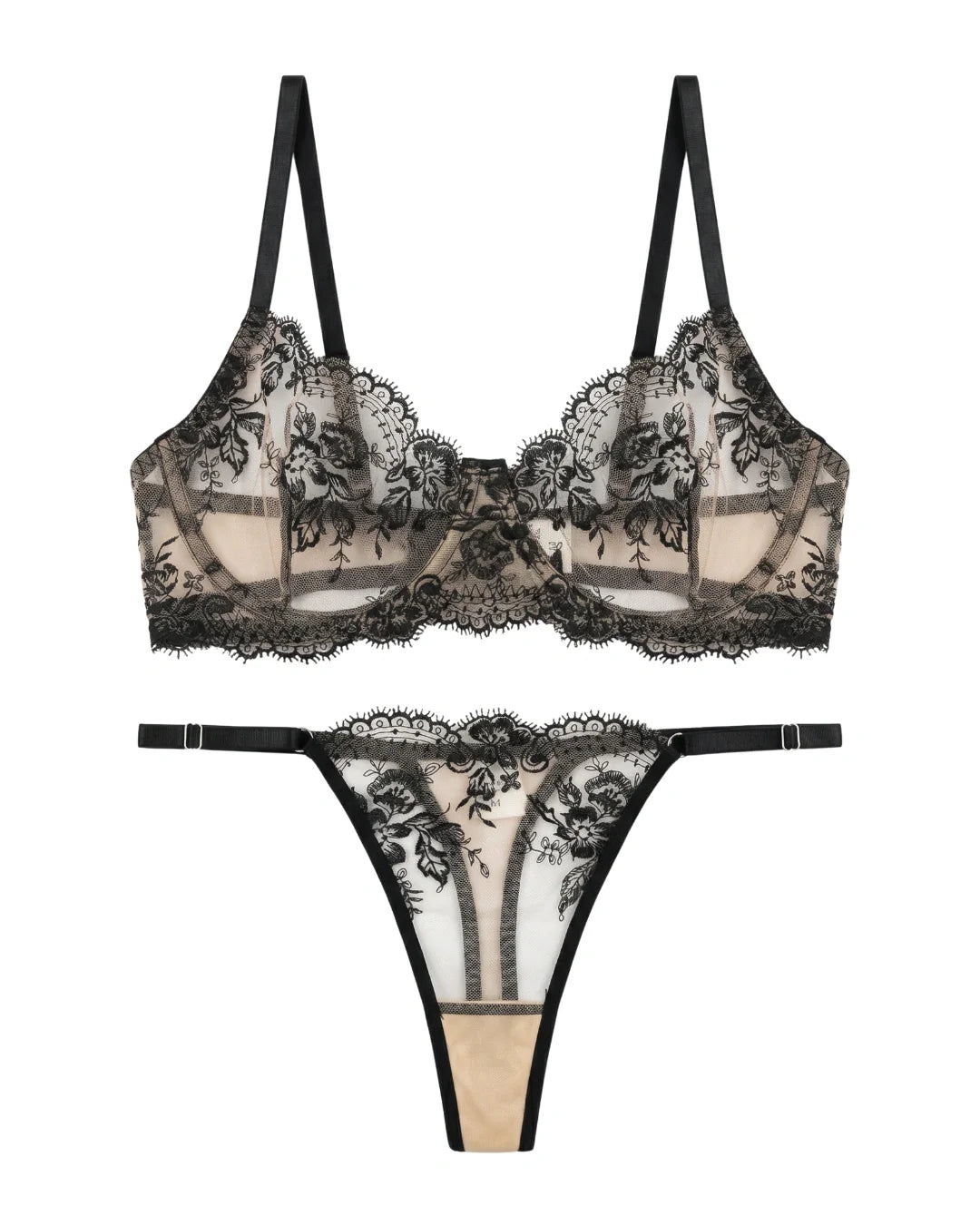Non Padded Bra Set - Truffle - Black