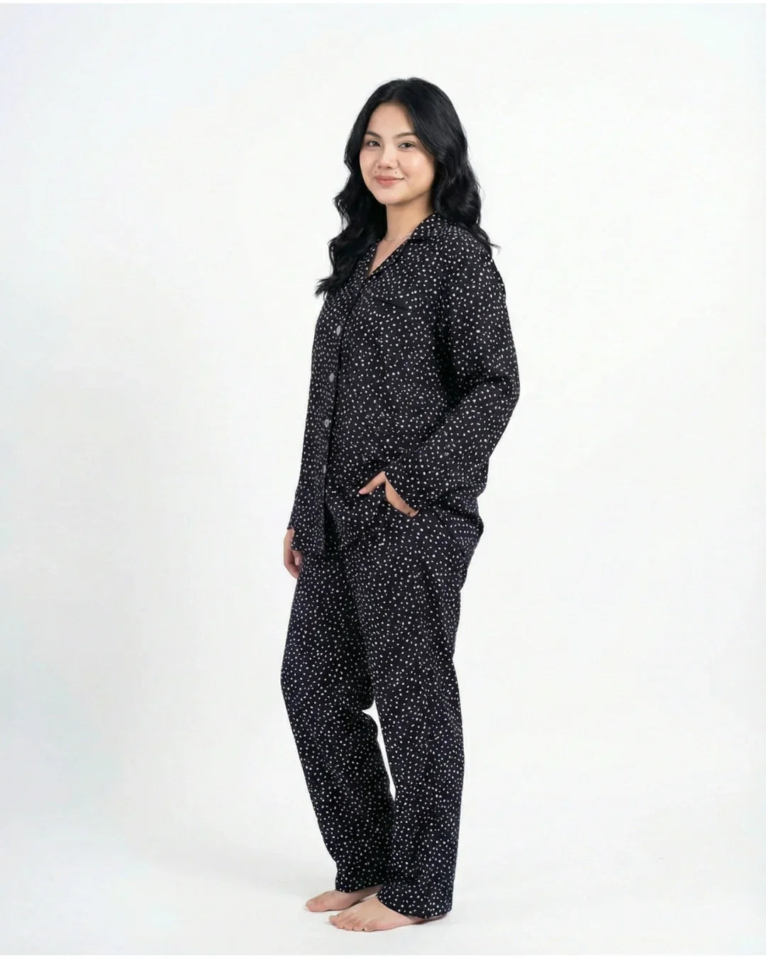 Linen Pajama Suit - Blushy Heart - White