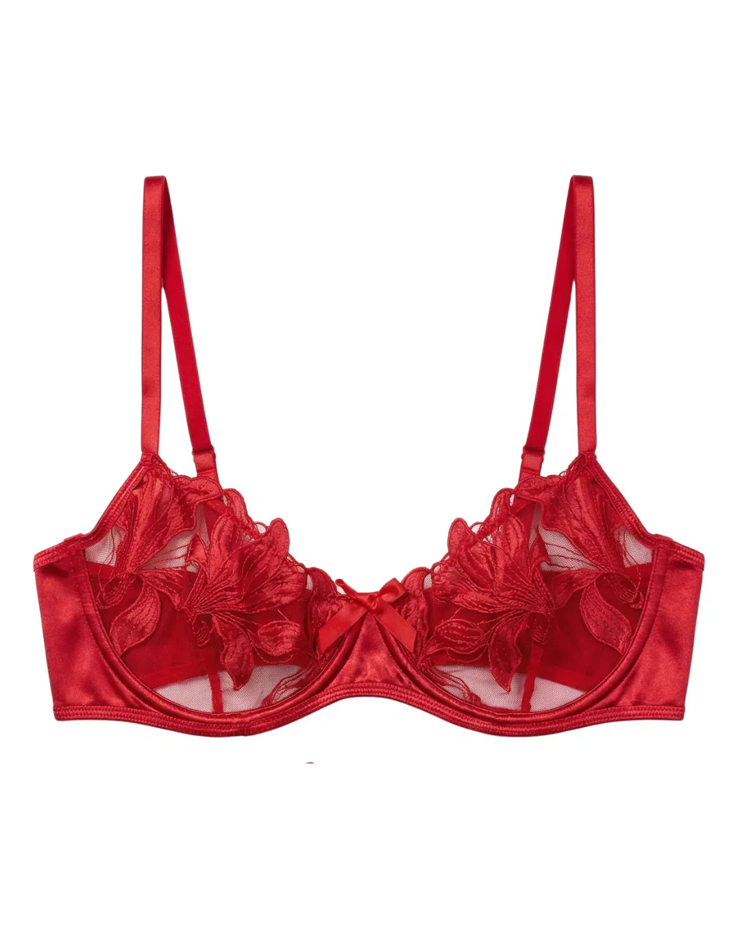 Non Padded Bra Set - Petal Luxe - Red