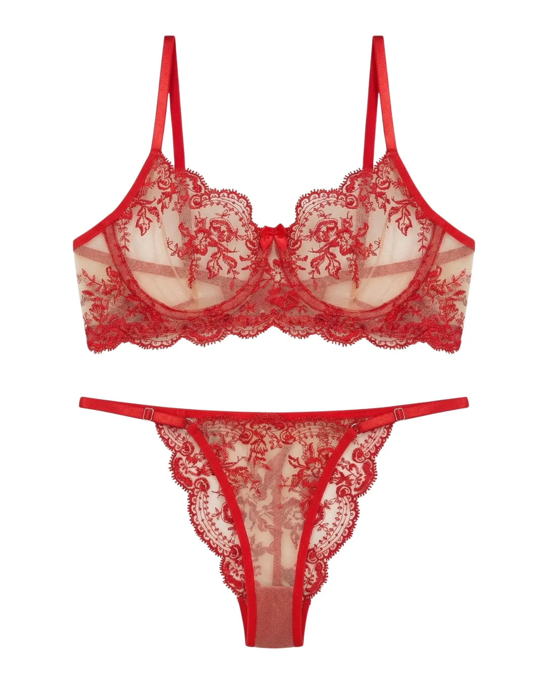 Non Padded Bra Set - Florisse - Red