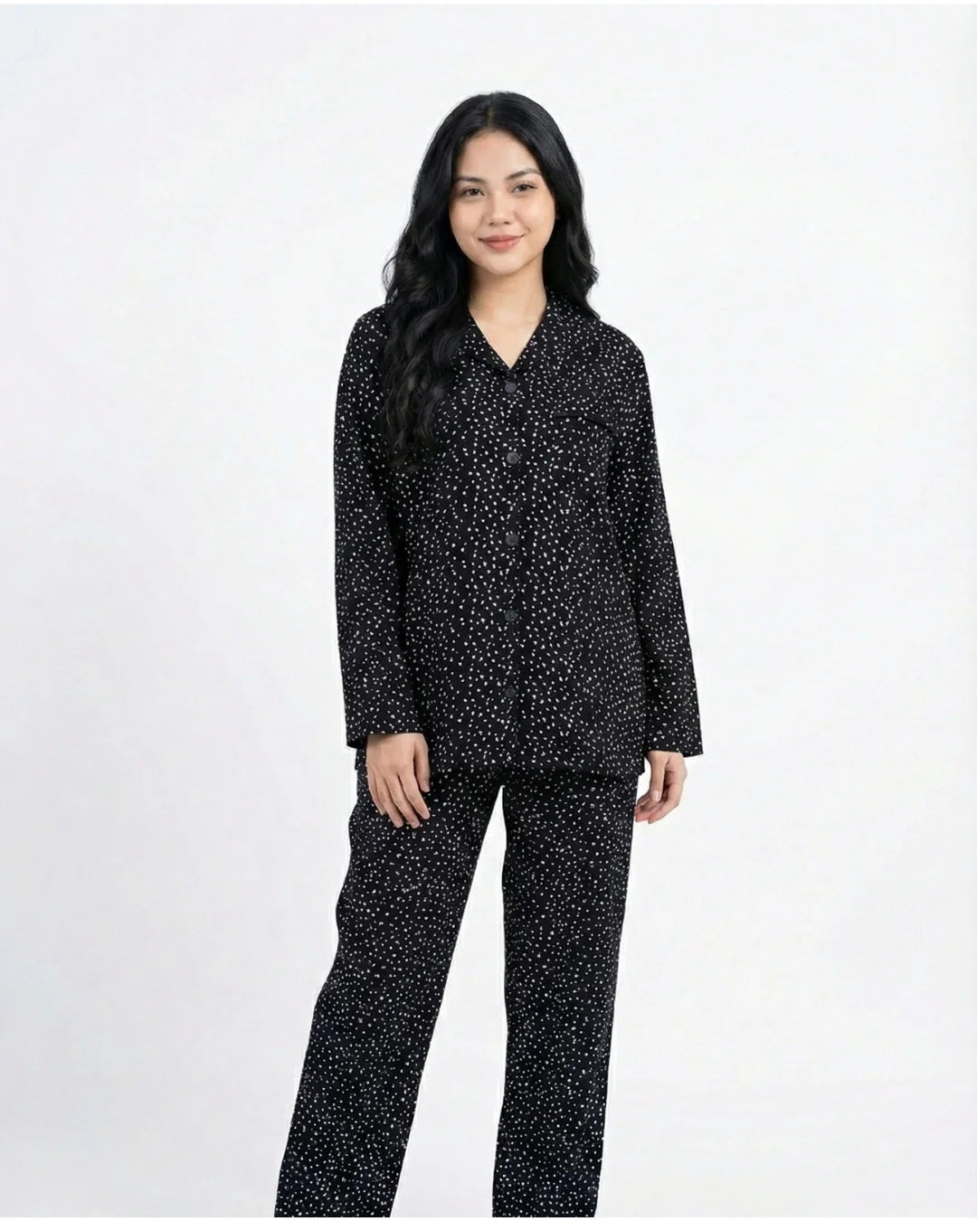Linen Pajama Suit - Blushy Heart - White