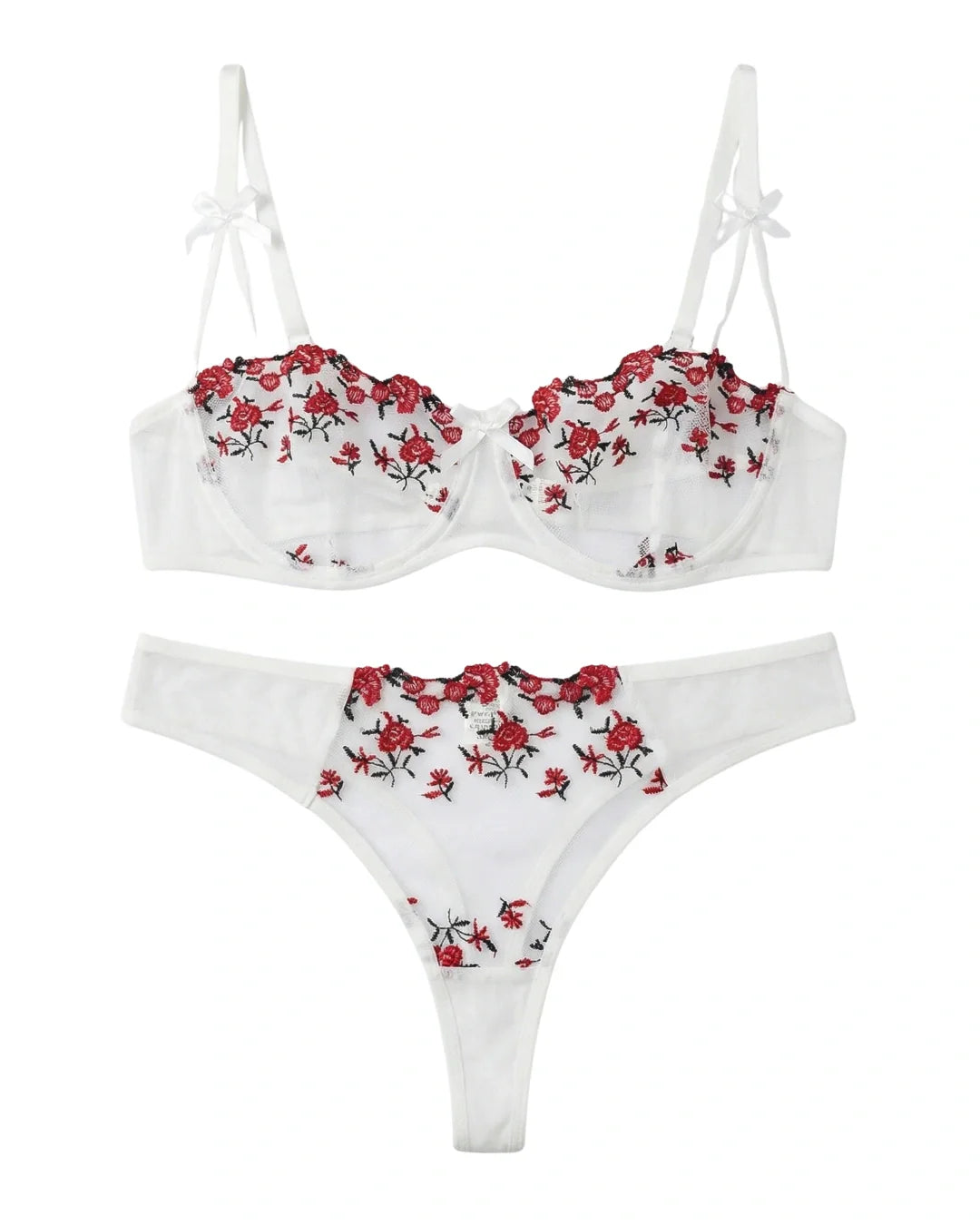 Non Padded Bra Set - Blush Veil - White