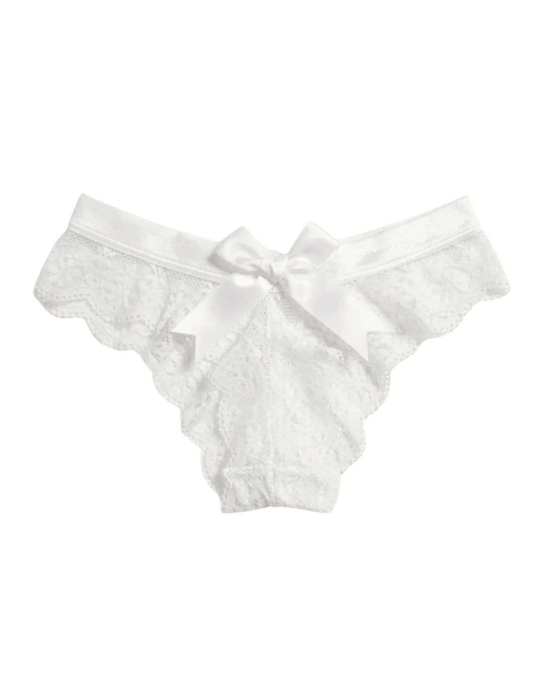 Thong Panty - Bow Lace - White