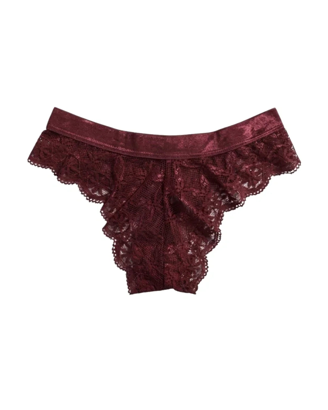 Thong Panty - Bow Lace - Maroon
