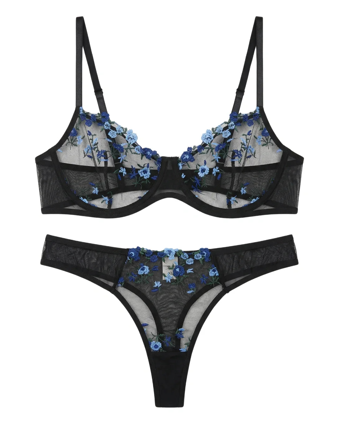 Non Padded Bra Set - Rosy Aura - Black