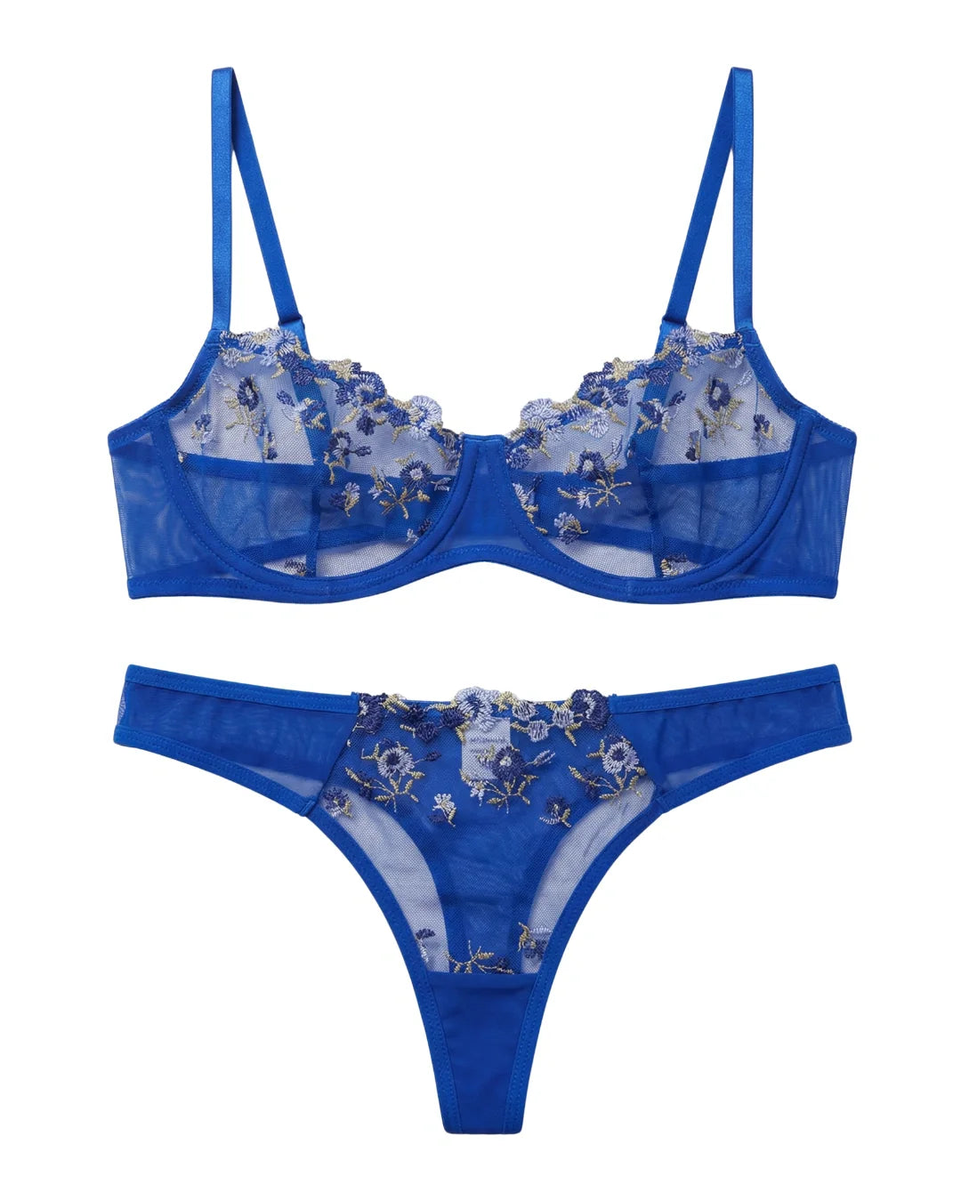 Non Padded Bra Set - Rosy Aura - Blue