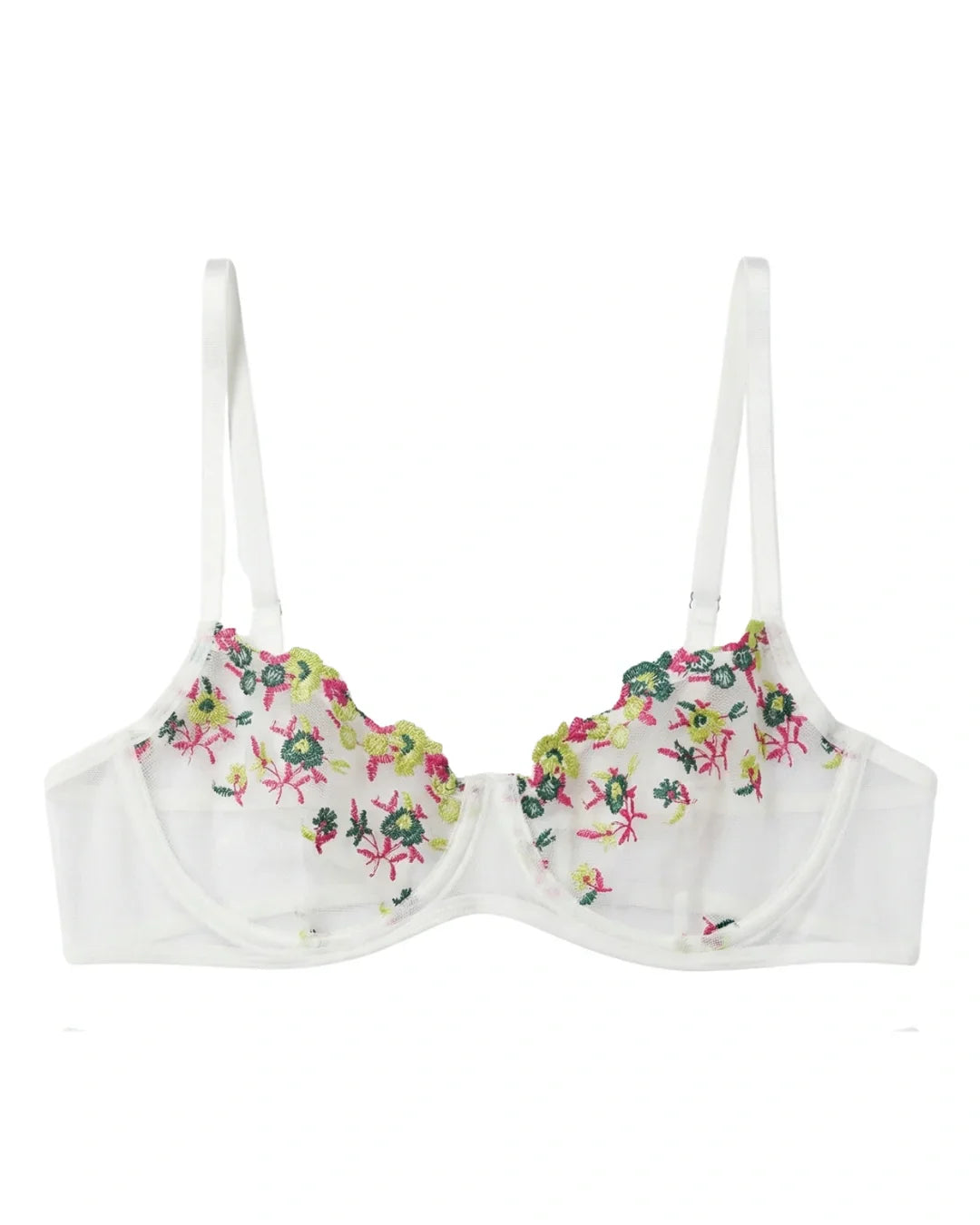 Non Padded Bra Set - Rosy Aura - White