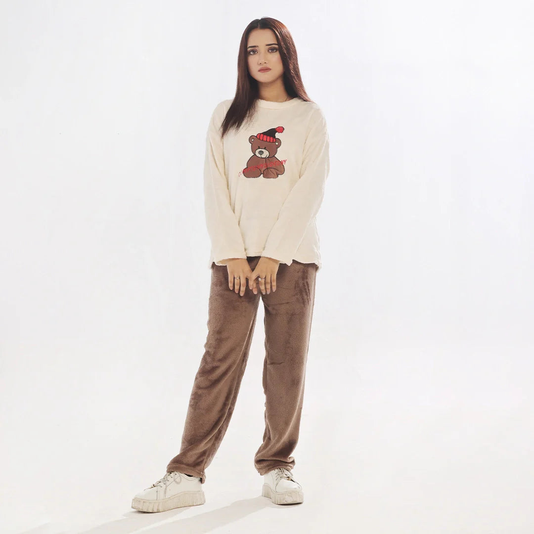 Fleece Long Sleeve Pajama Suit Snow Teddy