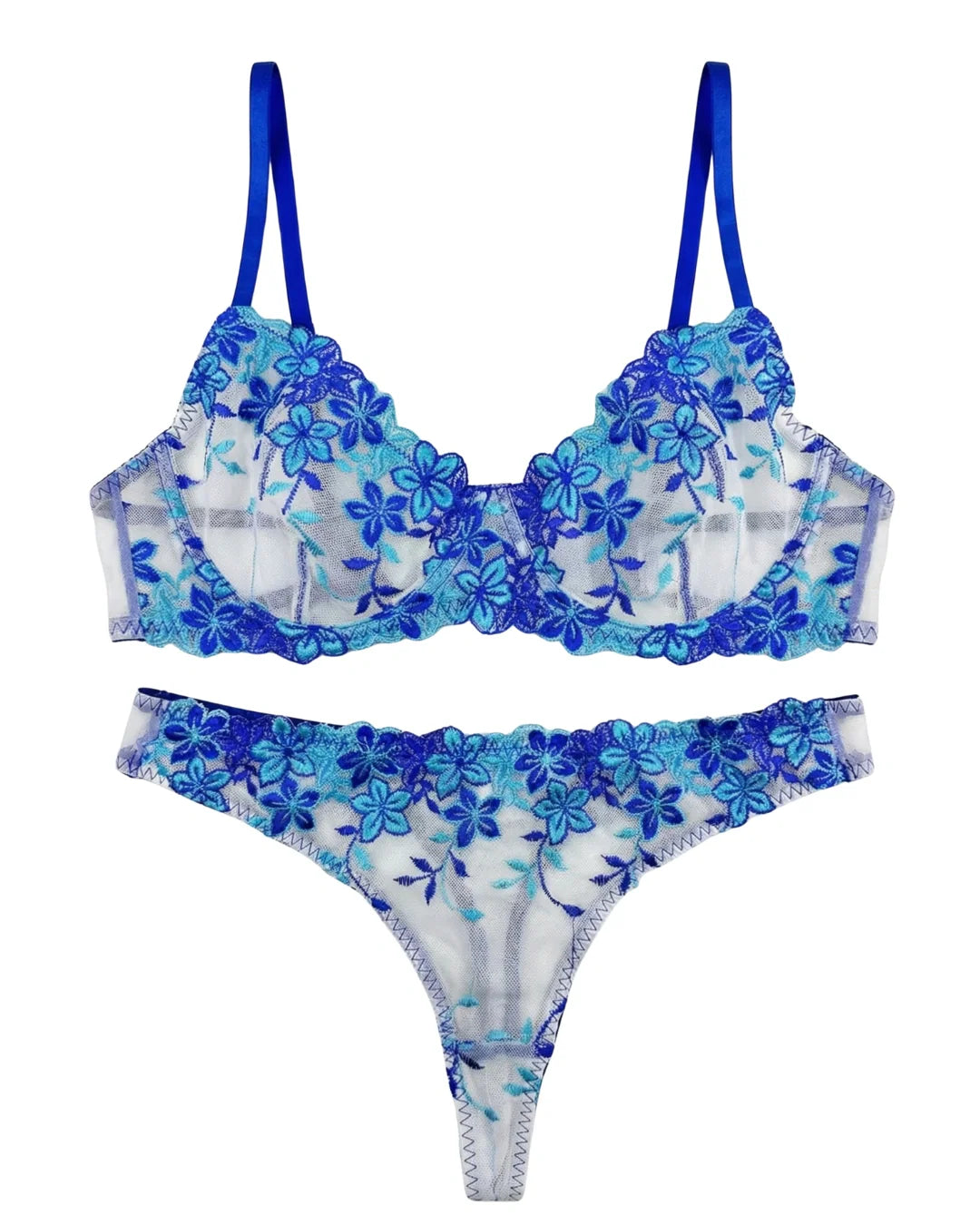 Non Padded Bra Set - Grace Petal - Blue