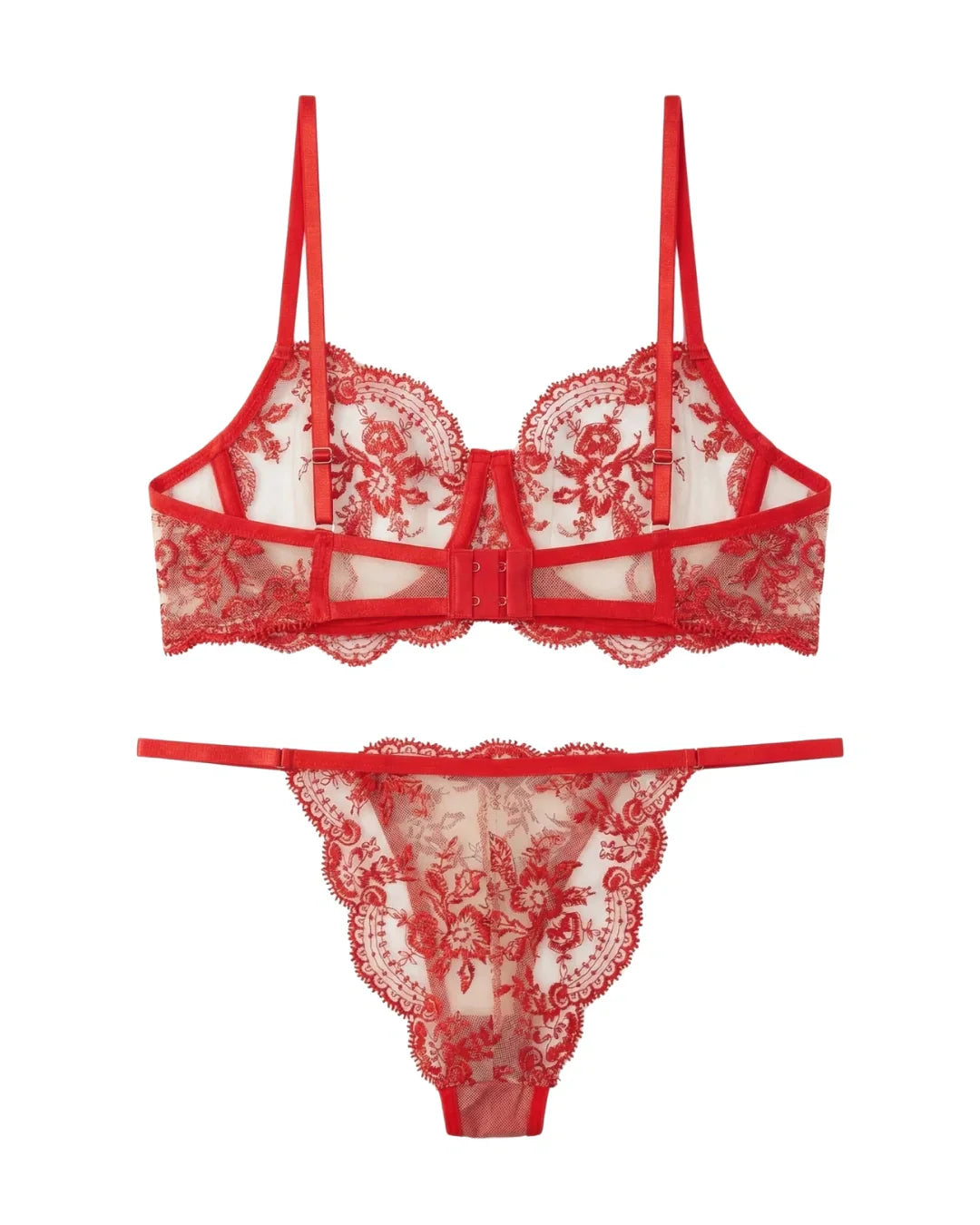 Non Padded Bra Set - Florisse - Red