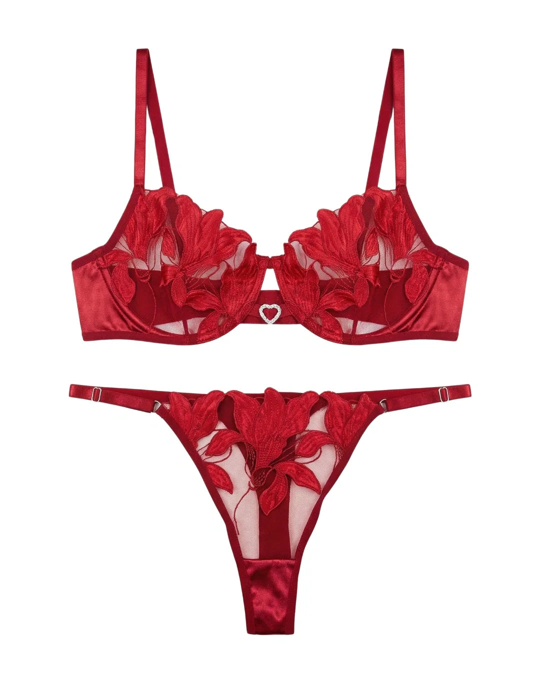 Non Padded Bra Set - Roselle Bloom - Maroon