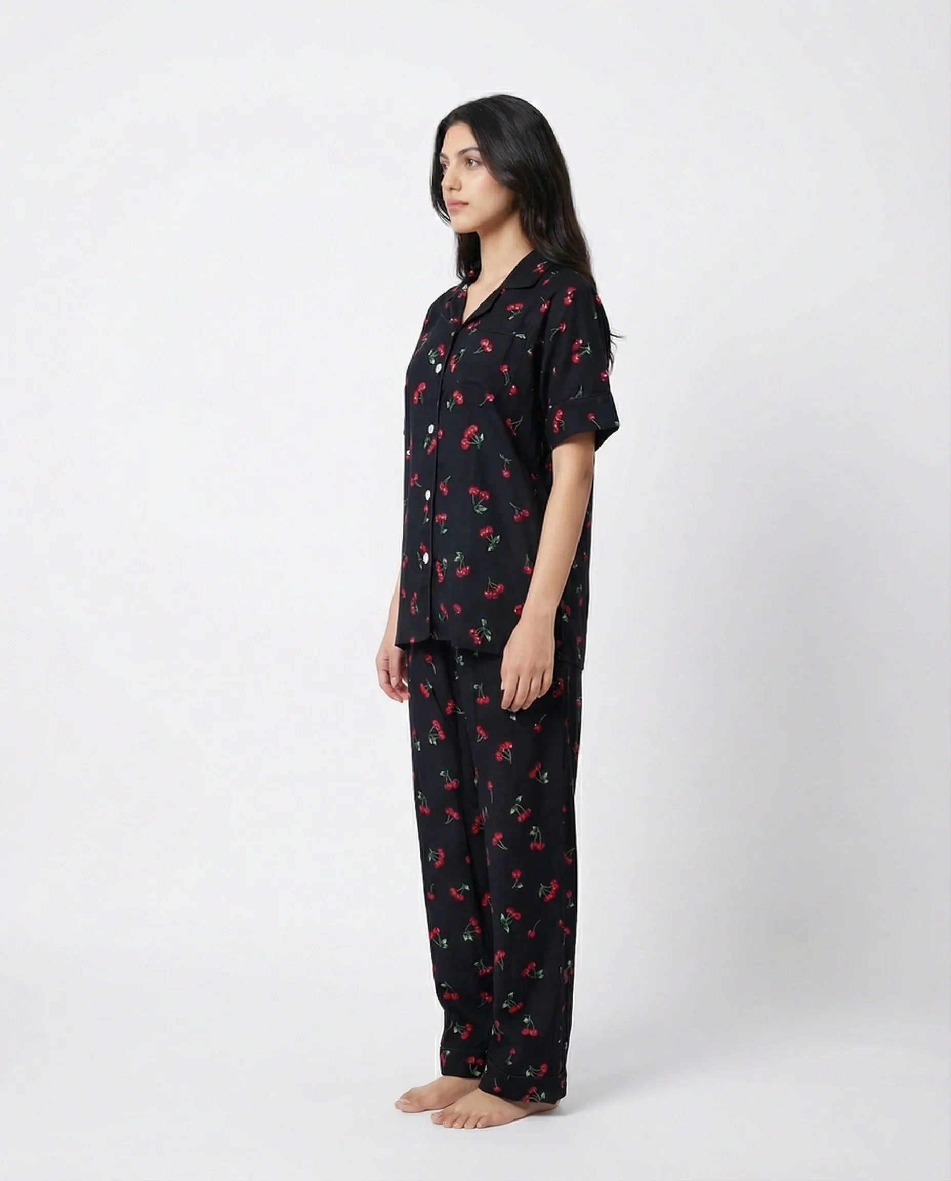 Linen Pajama Suit - Cherry Blossom