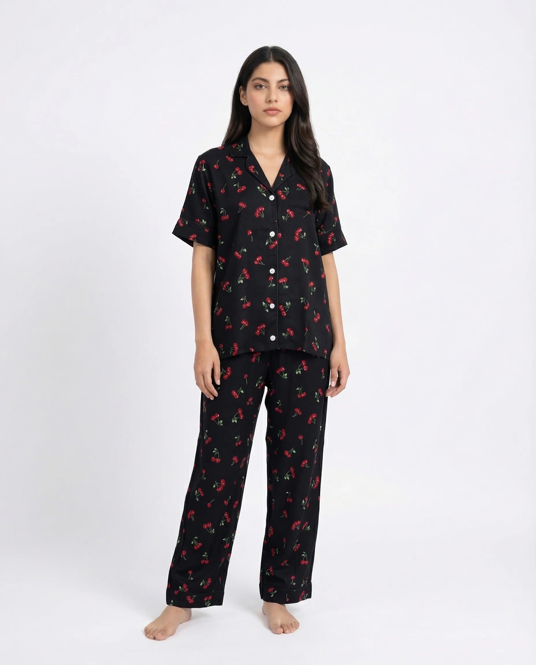 Linen Pajama Suit - Cherry Blossom