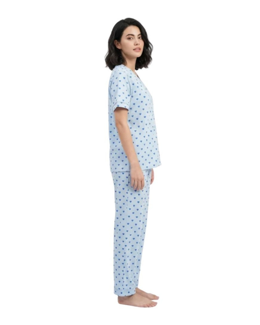 Cotton PJ Set - Heart Bliss - Blue