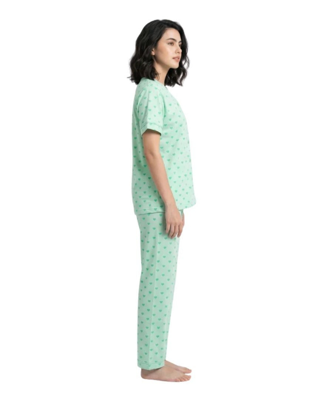 Cotton PJ Set - Heart Bliss - Green