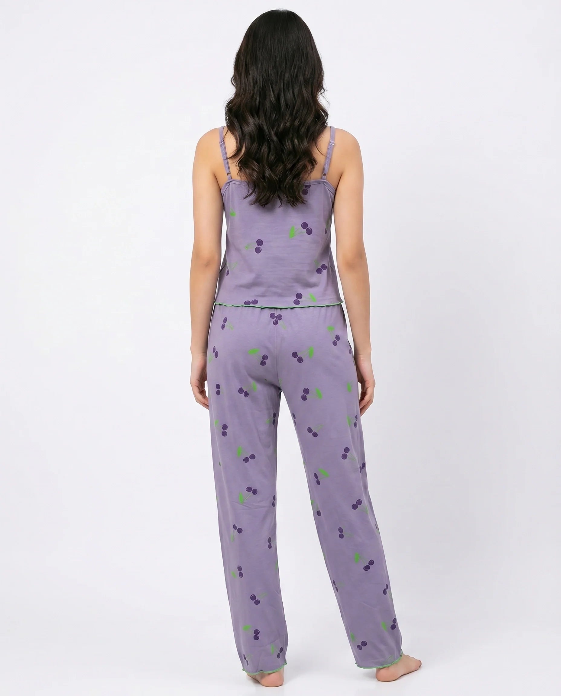 Cotton Sleeveless PJ Set - Cherry Bliss - Purple