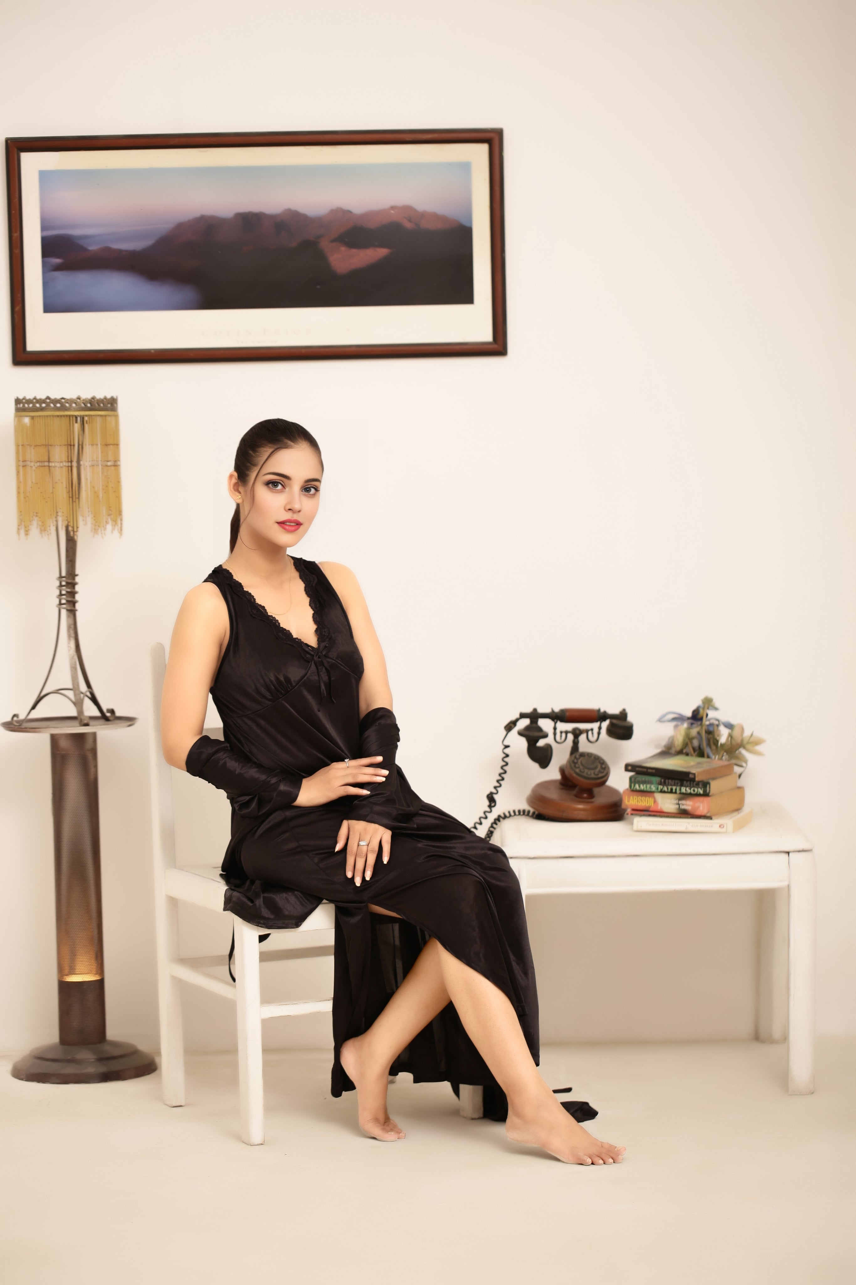 Gown Set - Orina Silk - Dark Grey