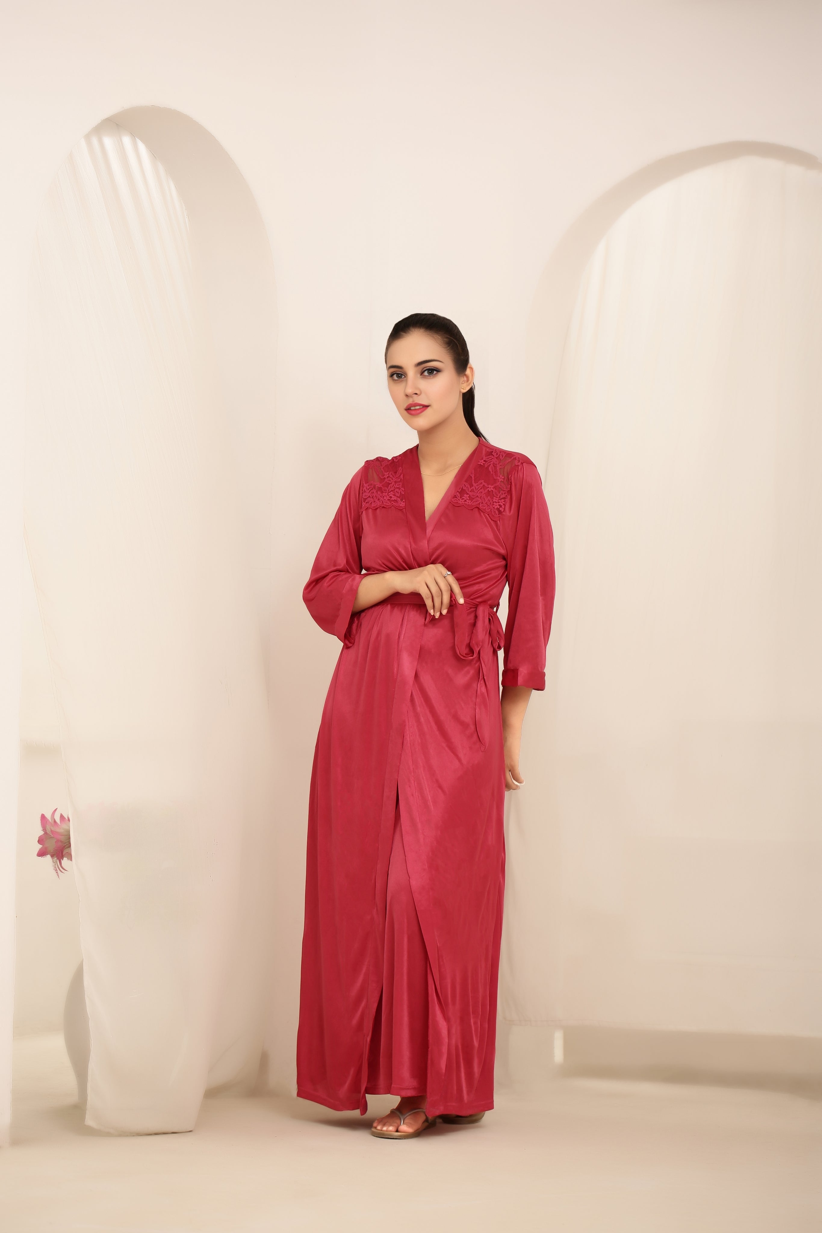 Gown Set - Orina Silk - Pink