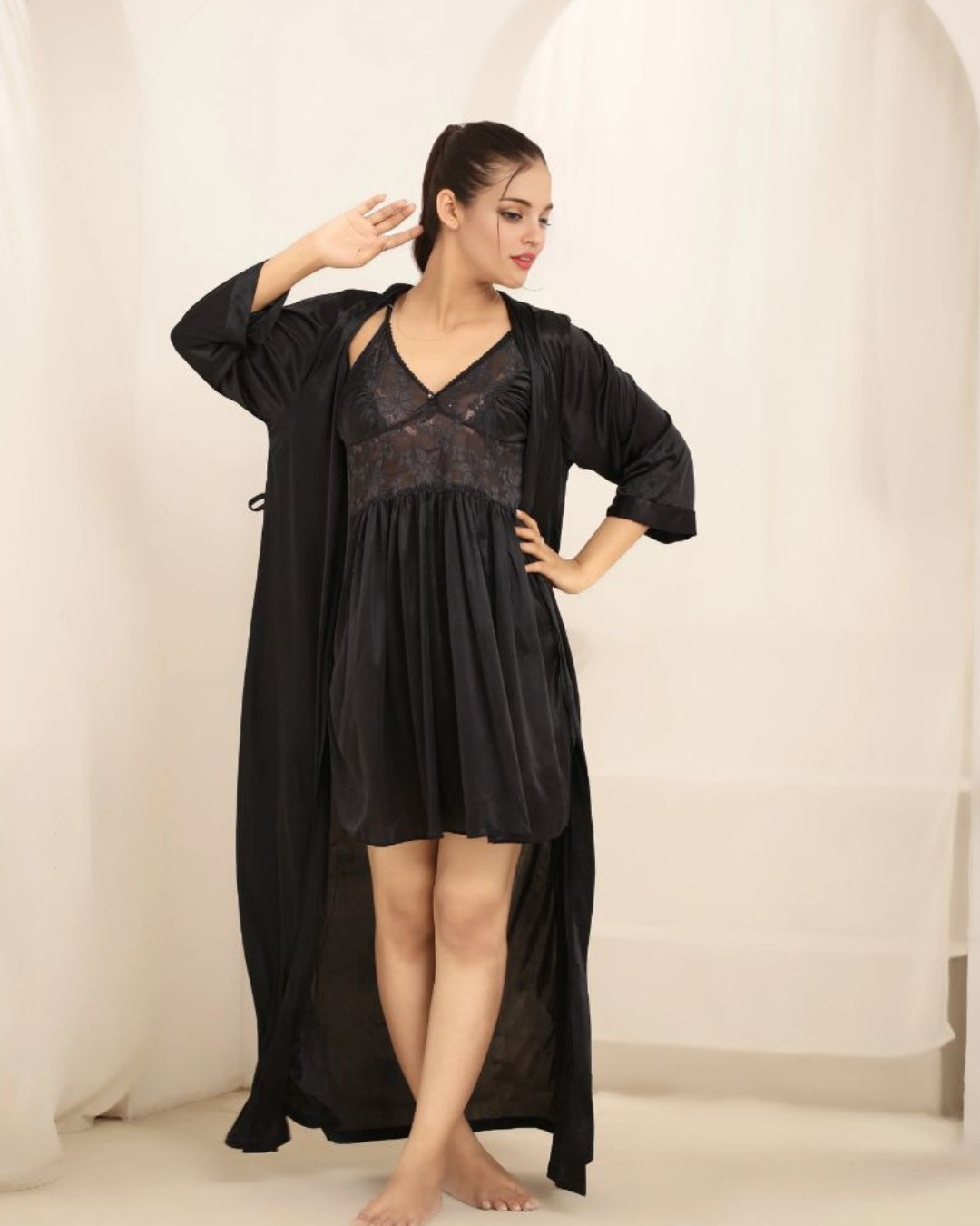 Gown Set - Nerra Silk - Black