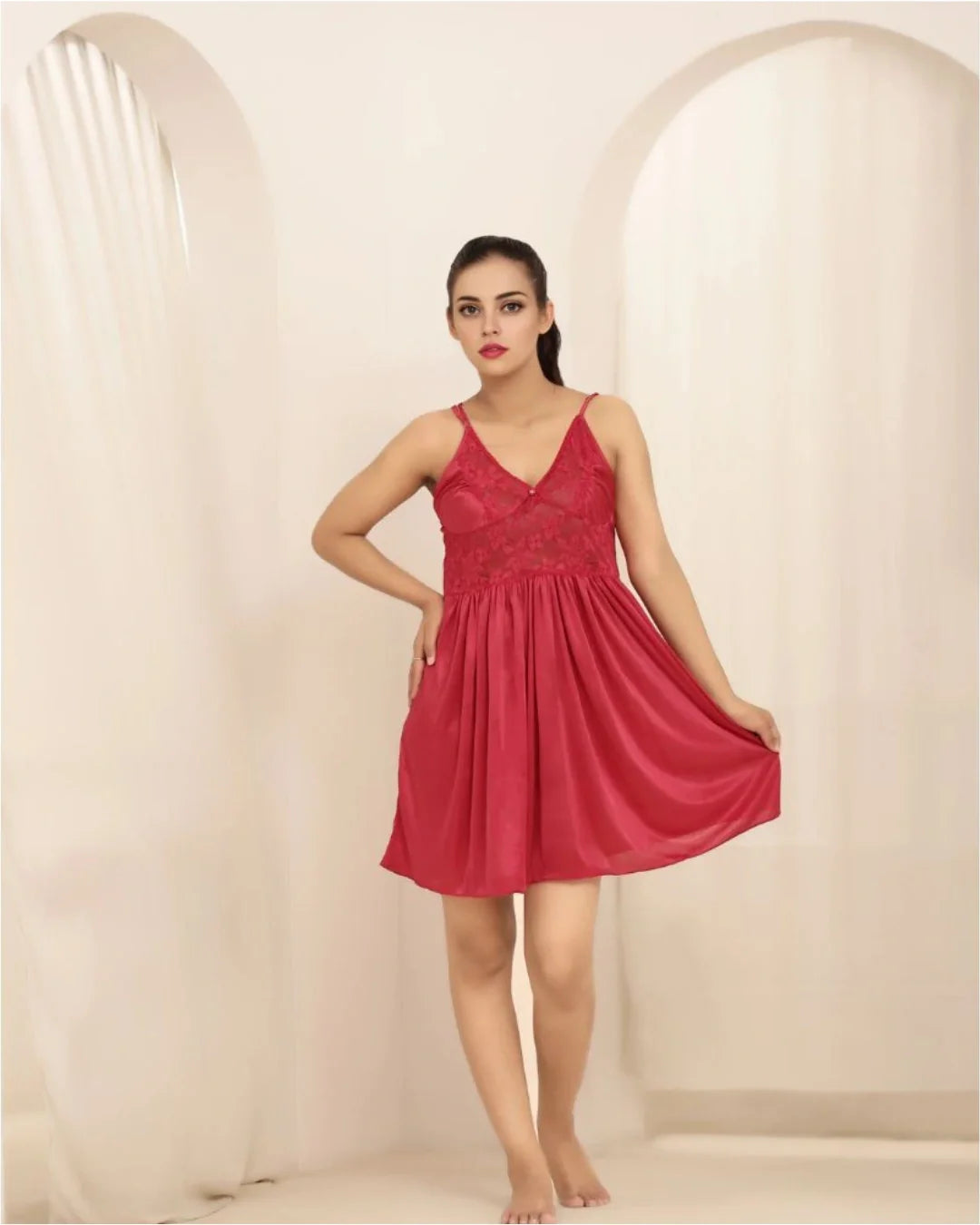 Gown Set - Nerra Silk - Maroon