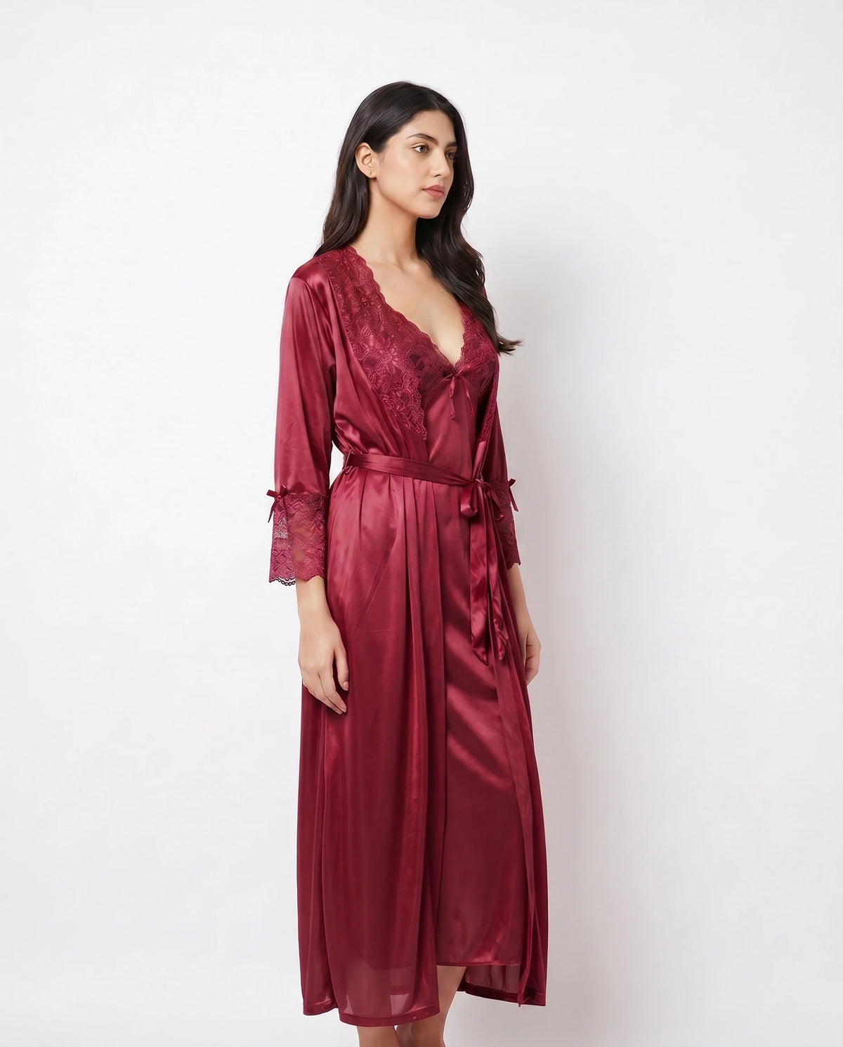 Gown Set - Orvella - Maroon