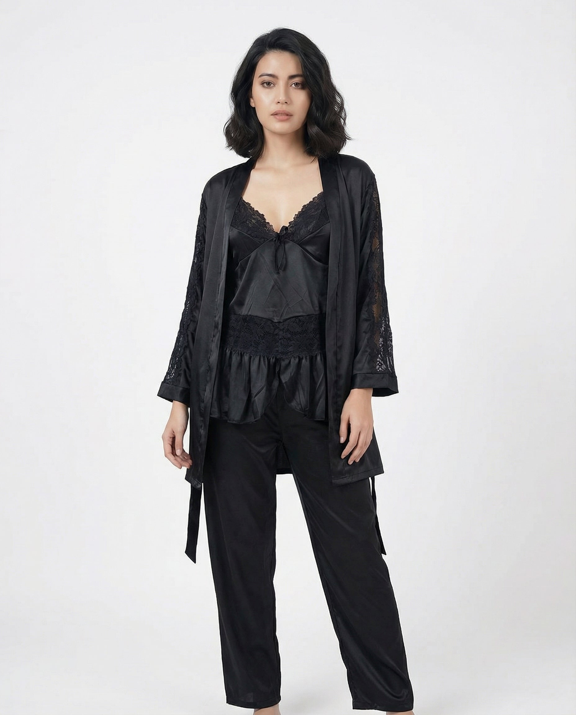Gown Set - Silk Touch - Black