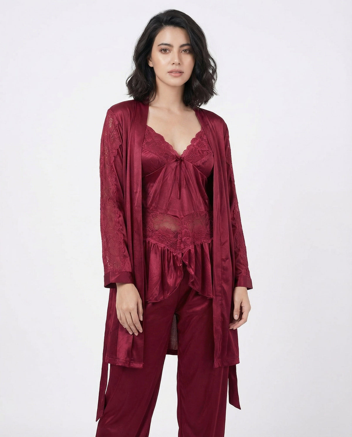 Gown Set - Silk Touch - Maroon