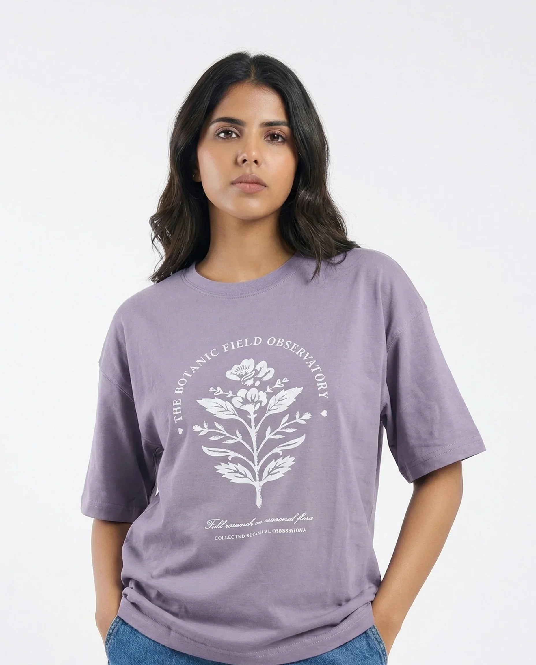 Drop Shoulder Graphic Tee - Botanic Field