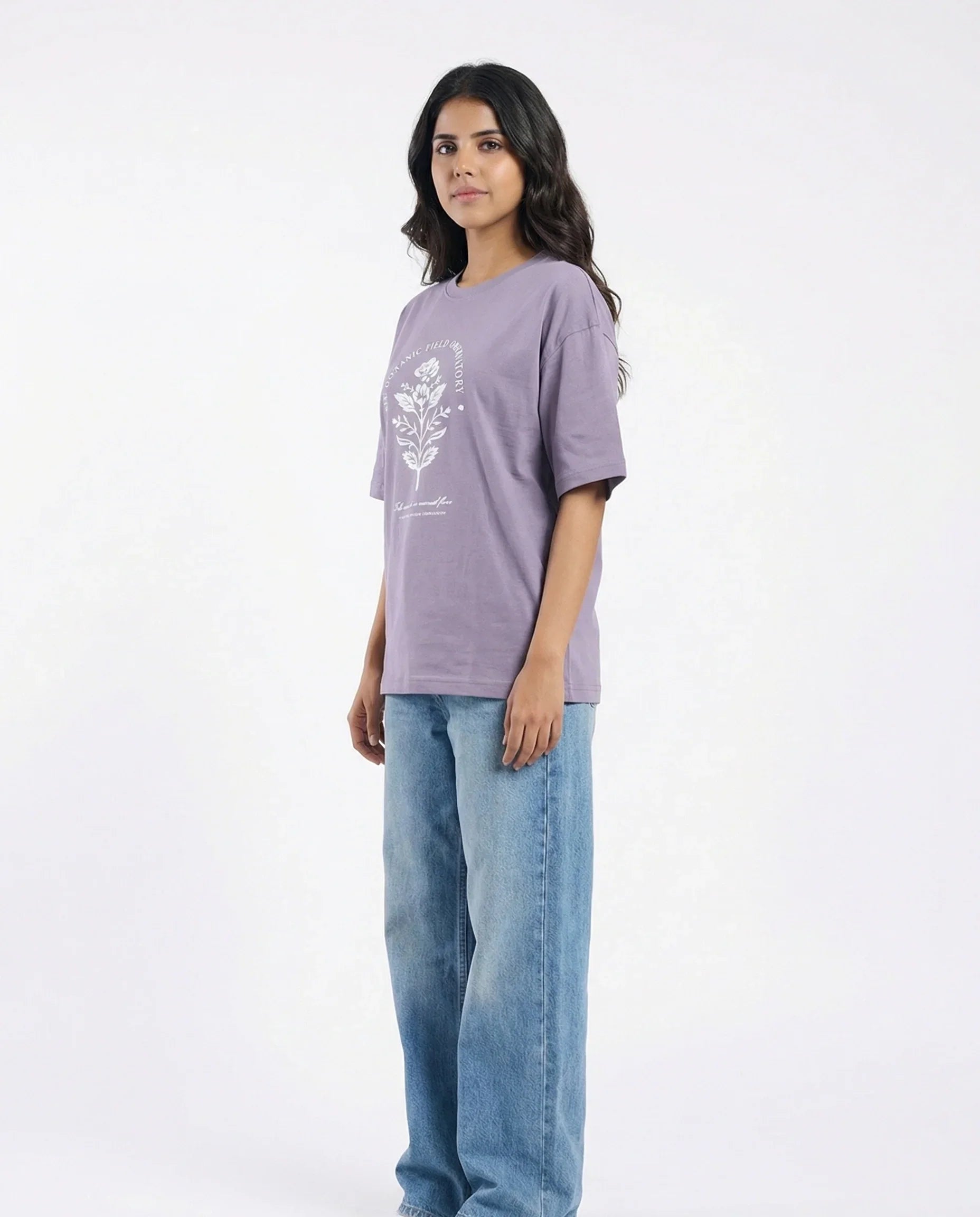 Drop Shoulder Graphic Tee - Botanic Field
