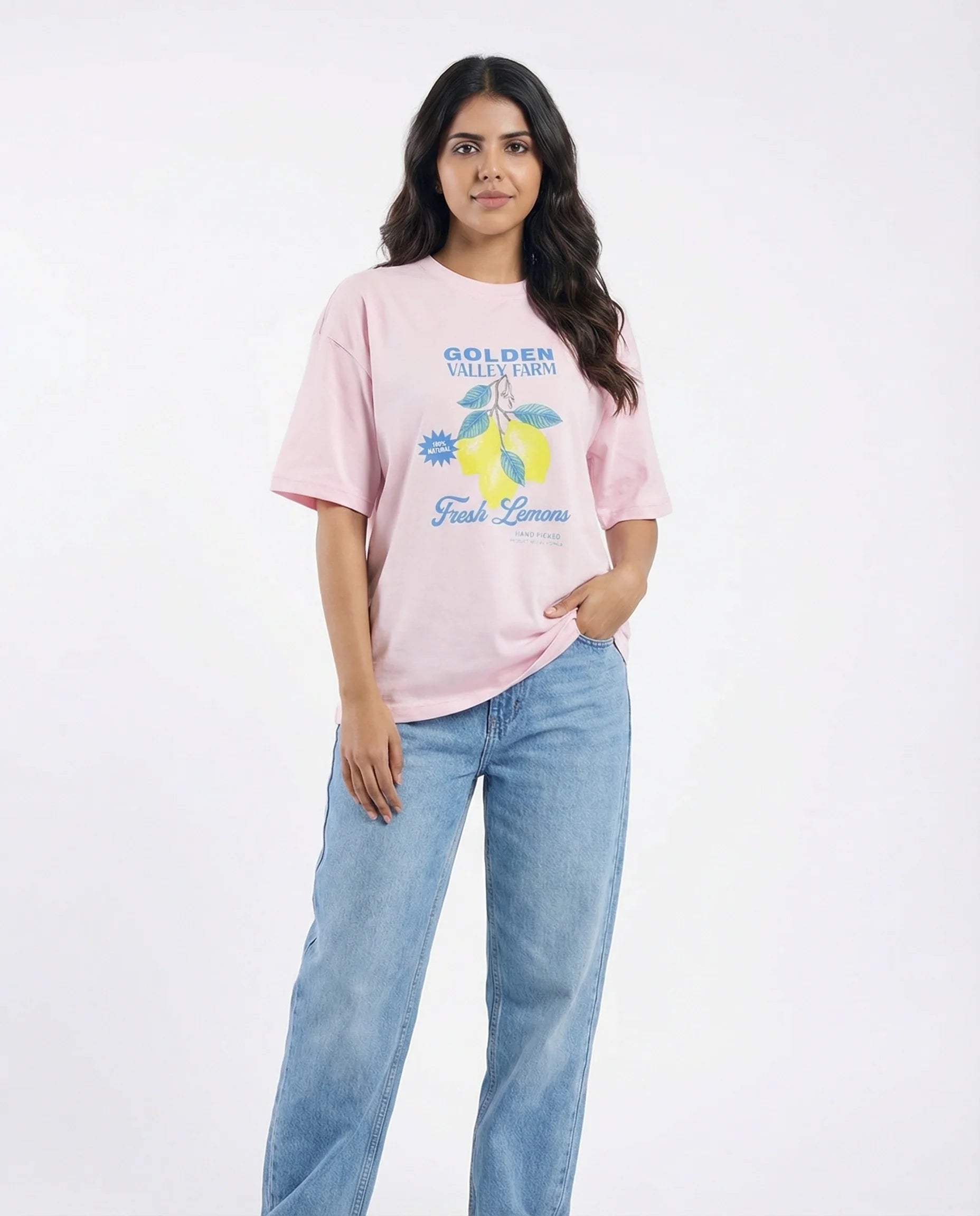 Drop Shoulder Graphic Tee - Fresh Lemons