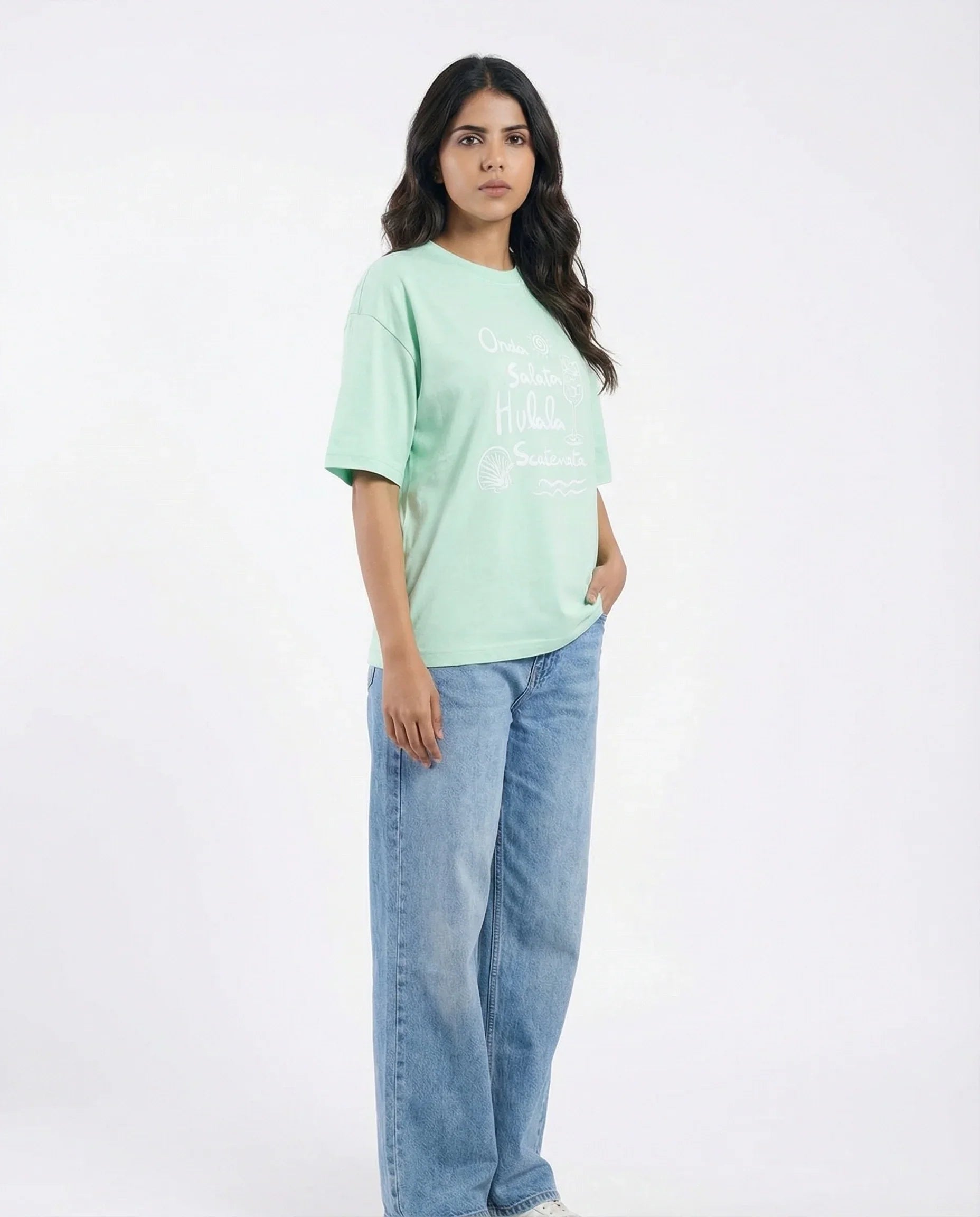 Drop Shoulder Graphic Tee - Ocean Vibes