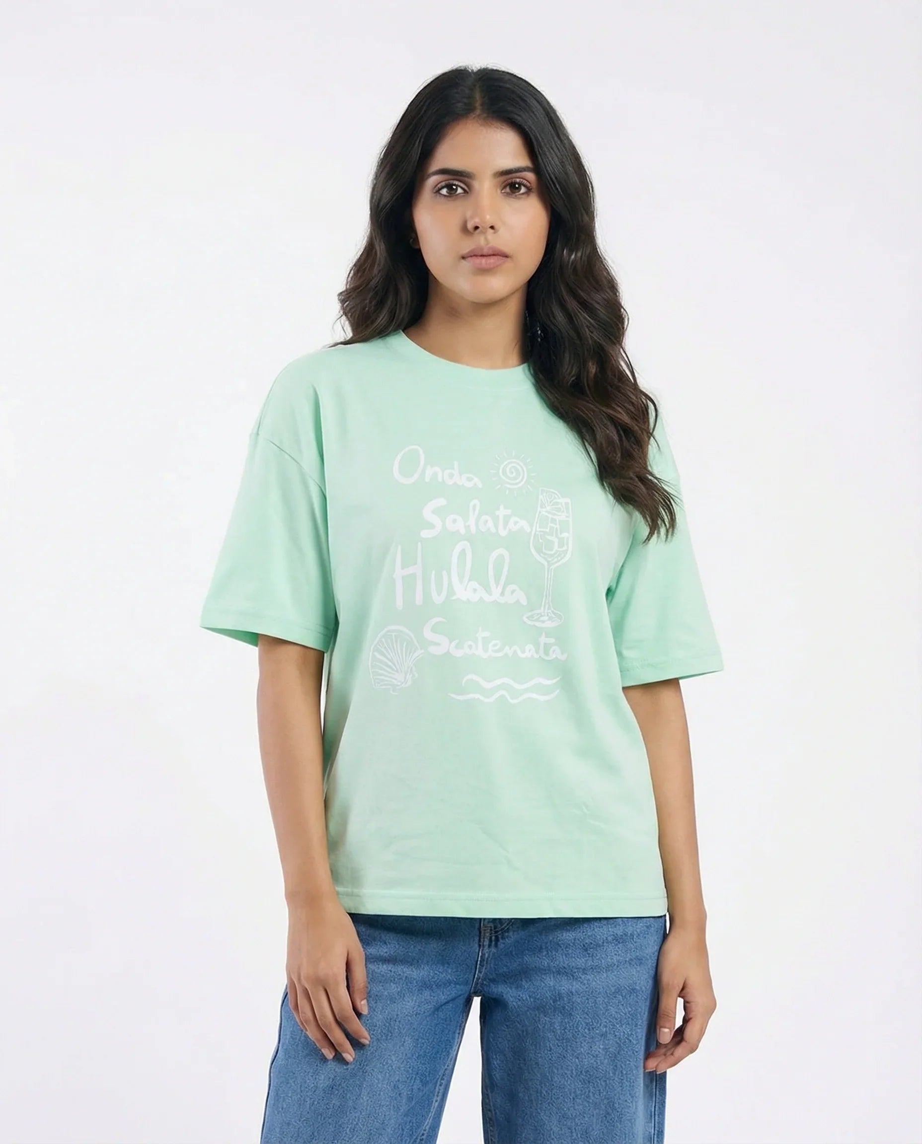 Drop Shoulder Graphic Tee - Ocean Vibes