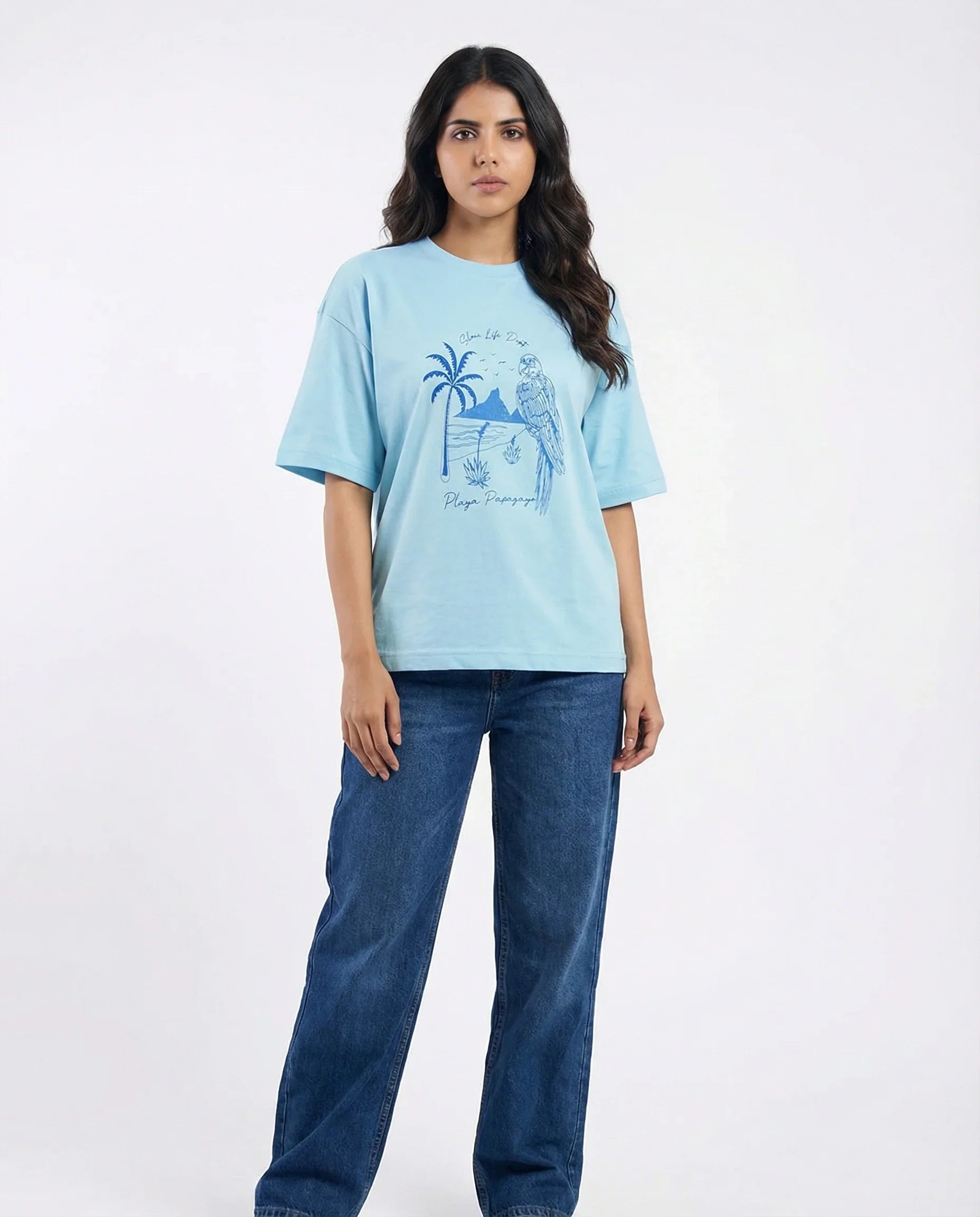 Drop Shoulder Graphic Tee - Slow Life