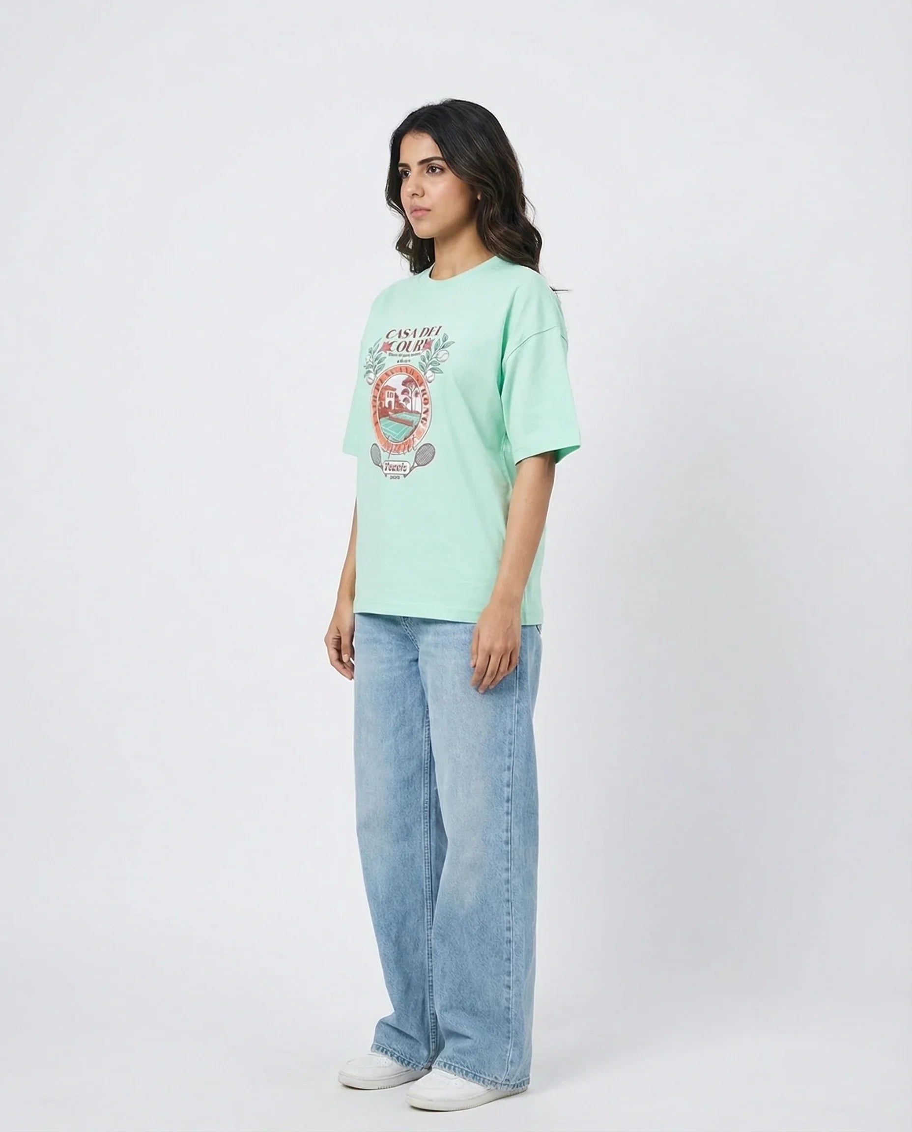 Drop Shoulder Graphic Tee - Tennis Spirit