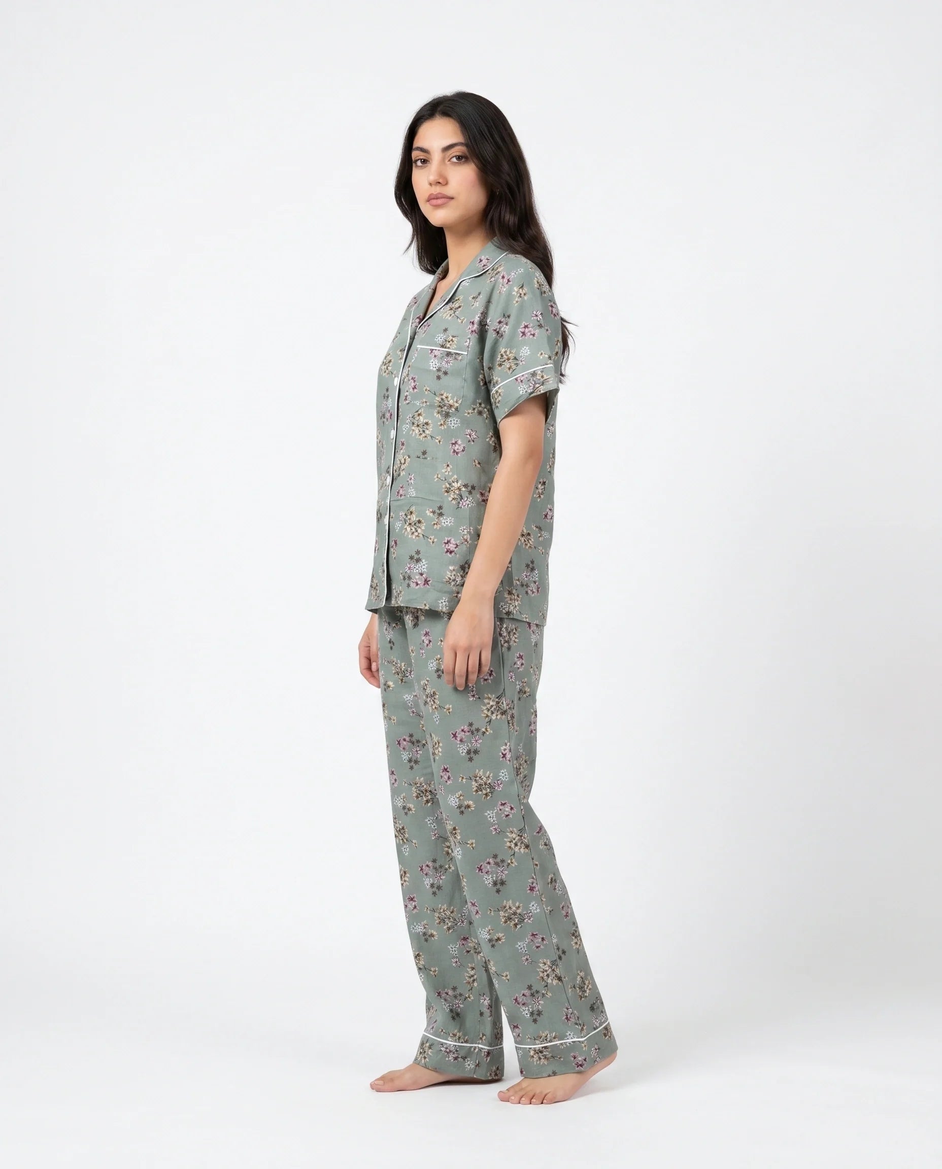 Linen Pajama Suit - Misty Floral