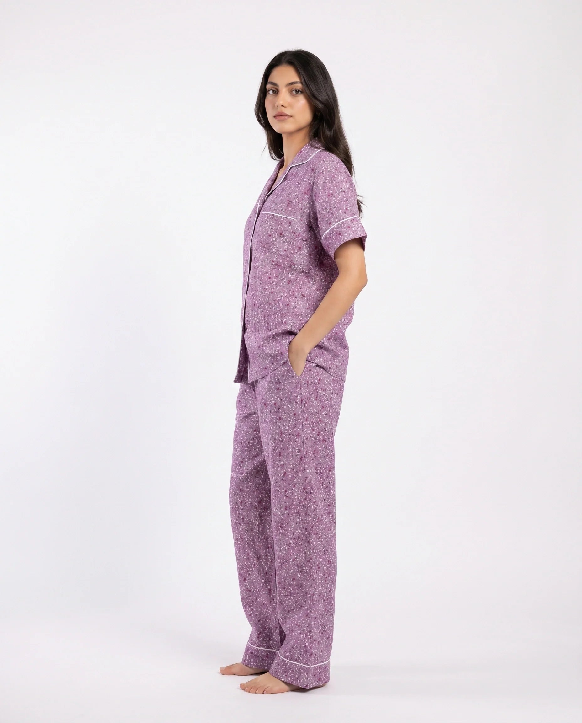 Linen Pajama Suit - Rosira Bloom