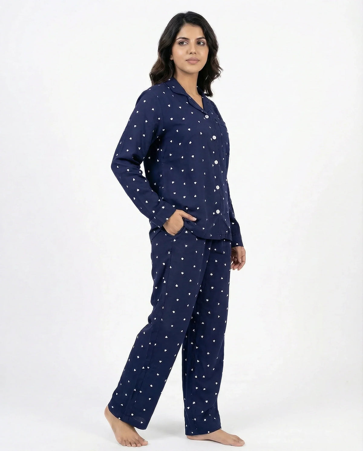 Linen Pajama Suit - Midnight Heart