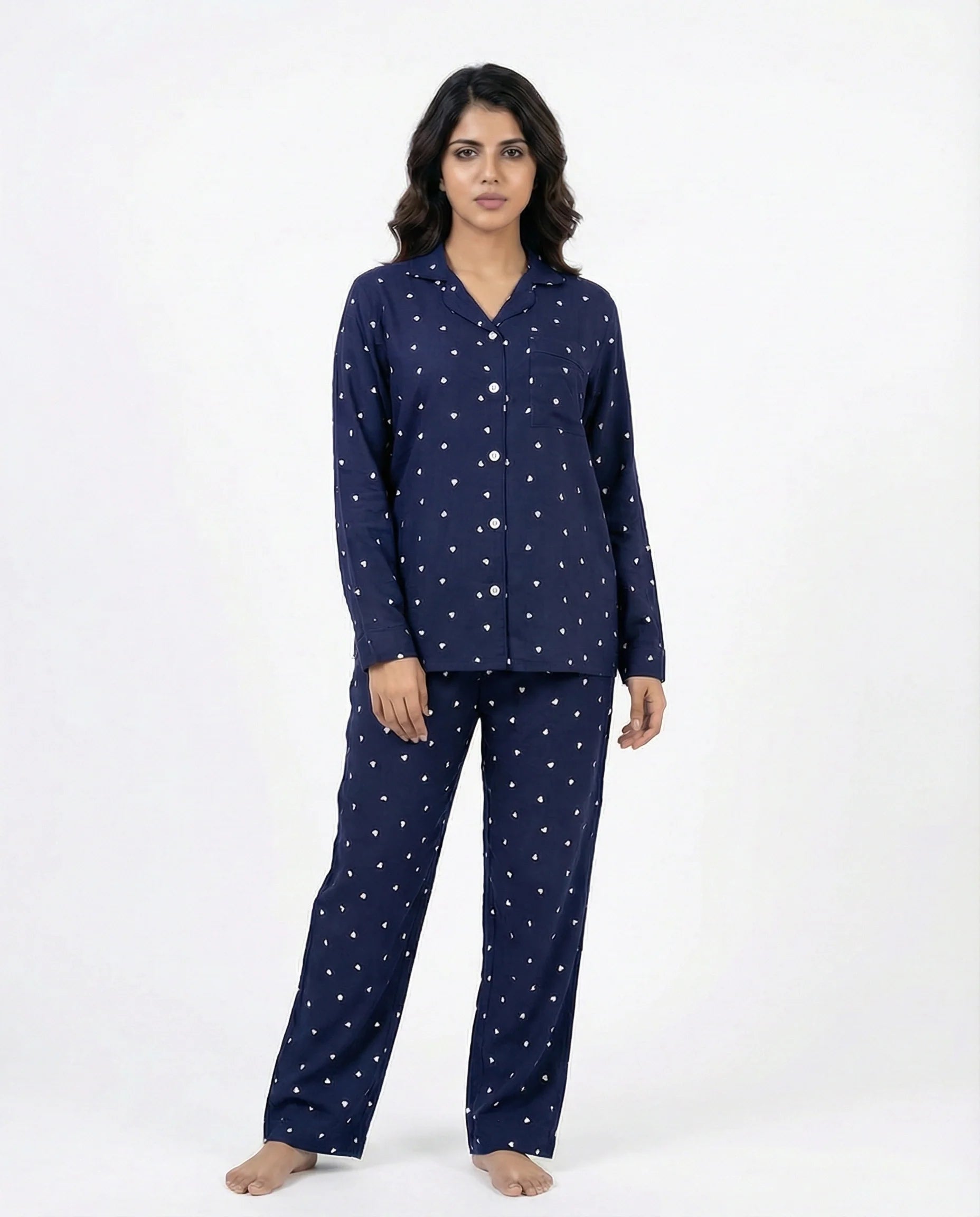 Linen Pajama Suit - Midnight Heart