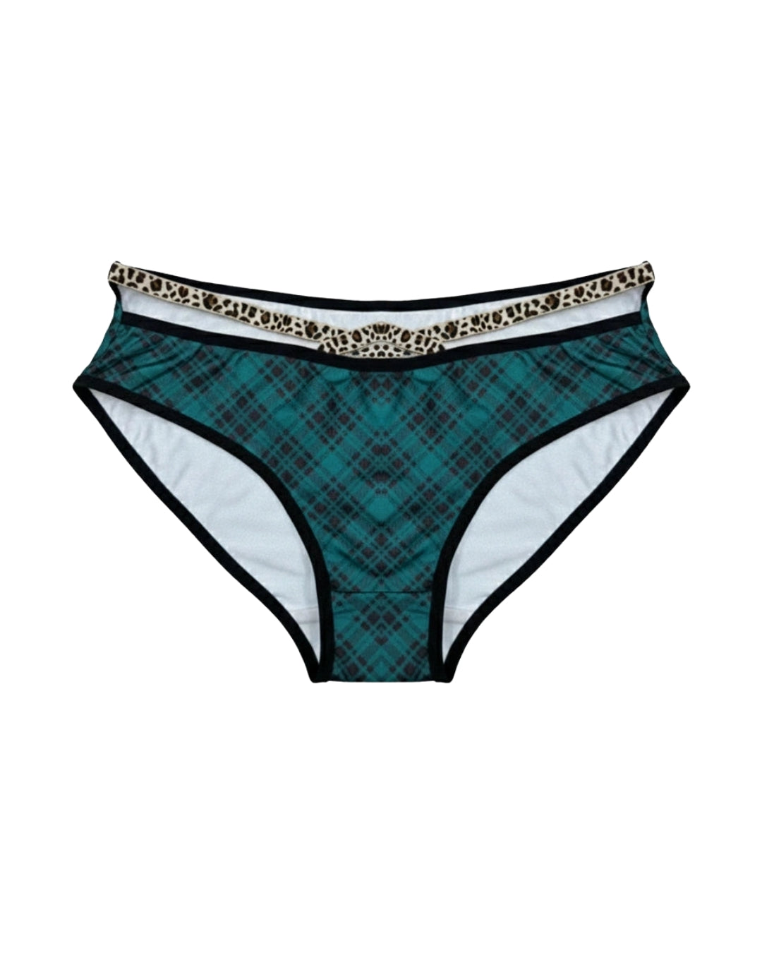 Padded Bra Set - Checked Strap - Green