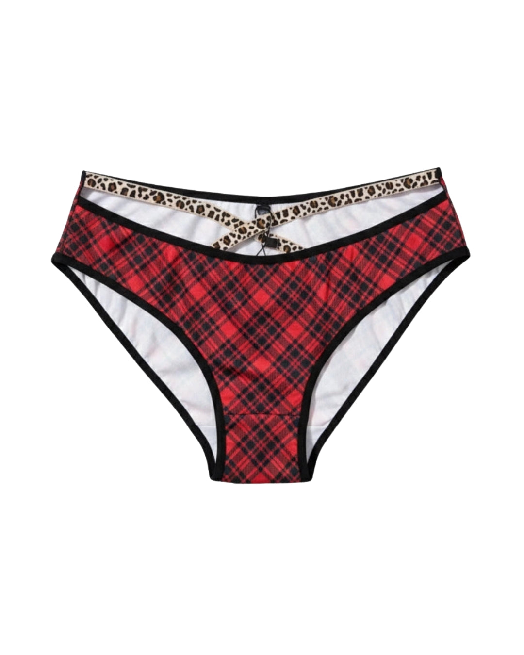 Padded Bra Set - Checked Strap - Red