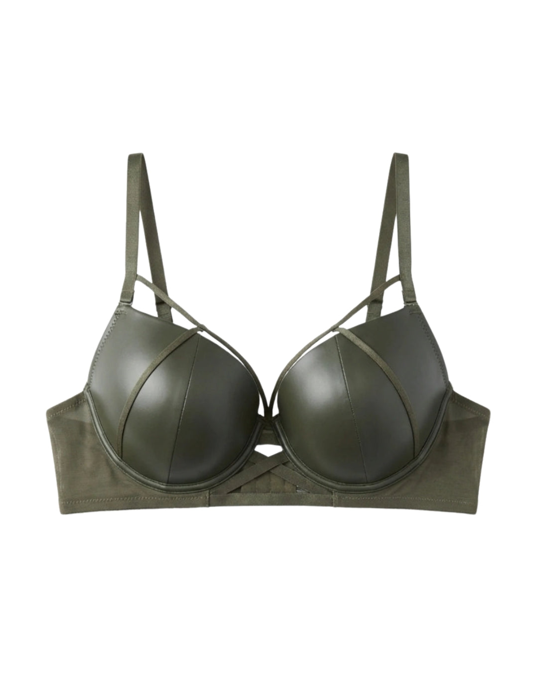 Padded Bra Set - Leather Fit - Green
