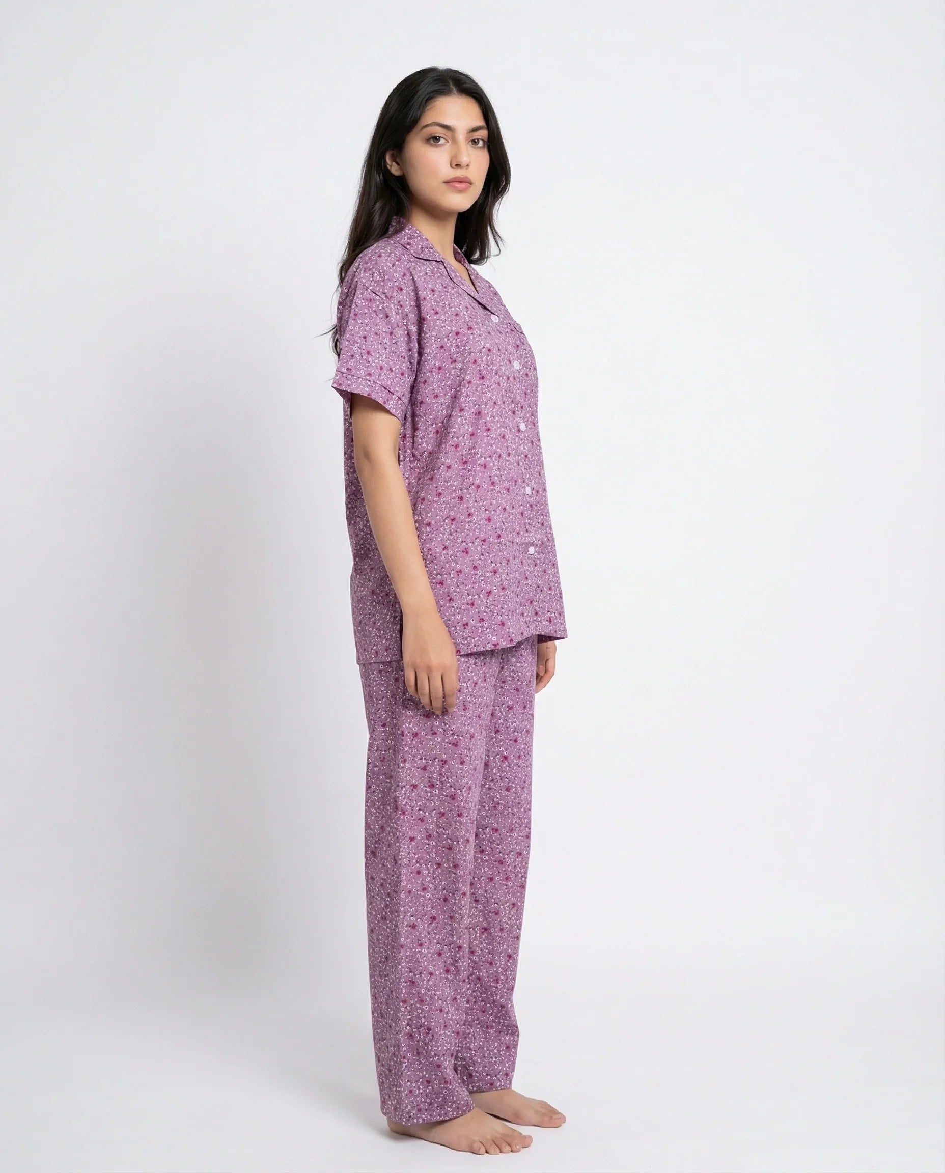 Linen Pajama Suit - Rosy Bloom