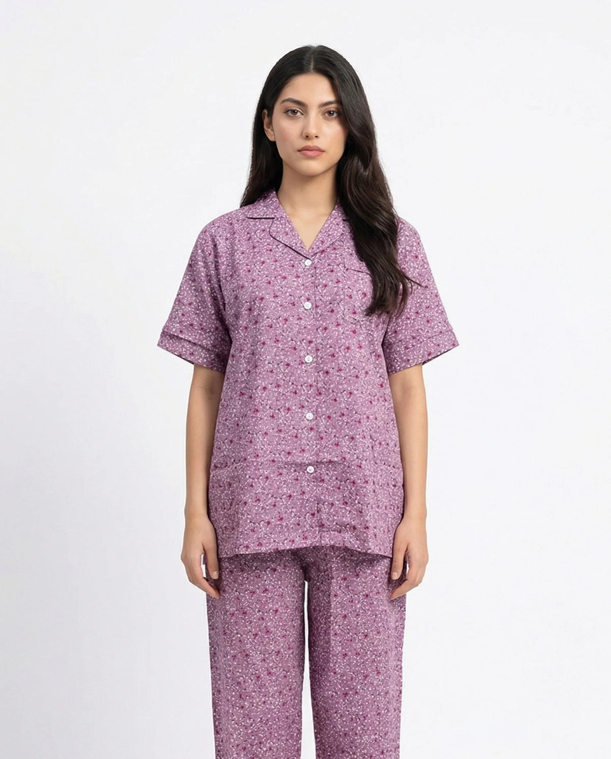 Linen Pajama Suit - Rosy Bloom
